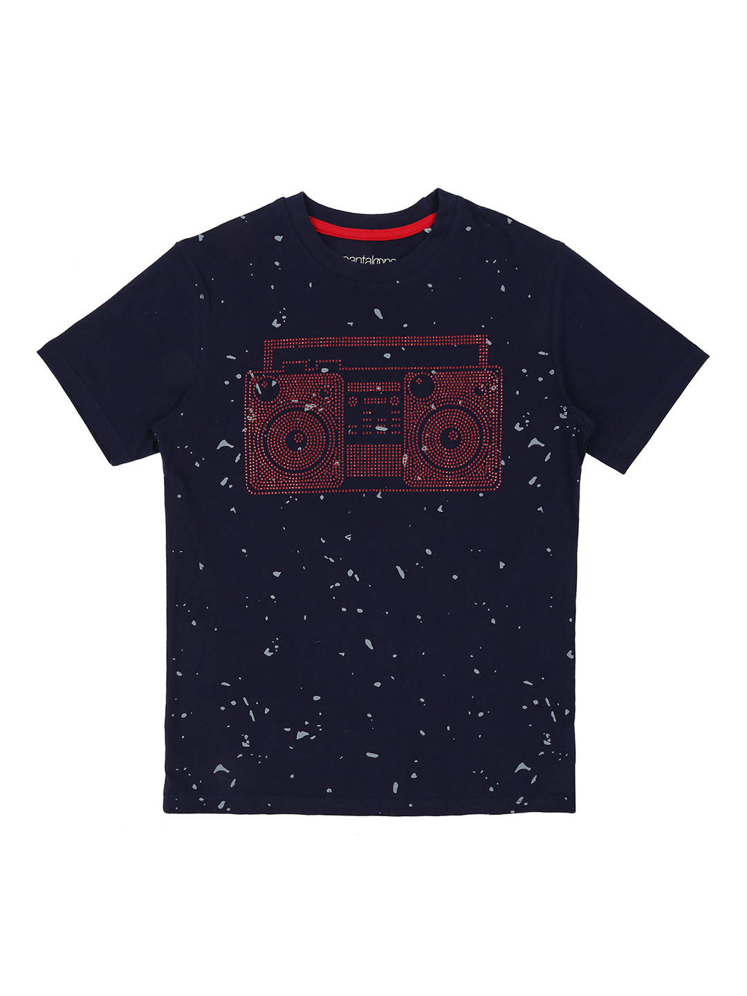 

Pantaloons Junior Boys Navy Blue Printed Round Neck Pure Cotton T-shirt