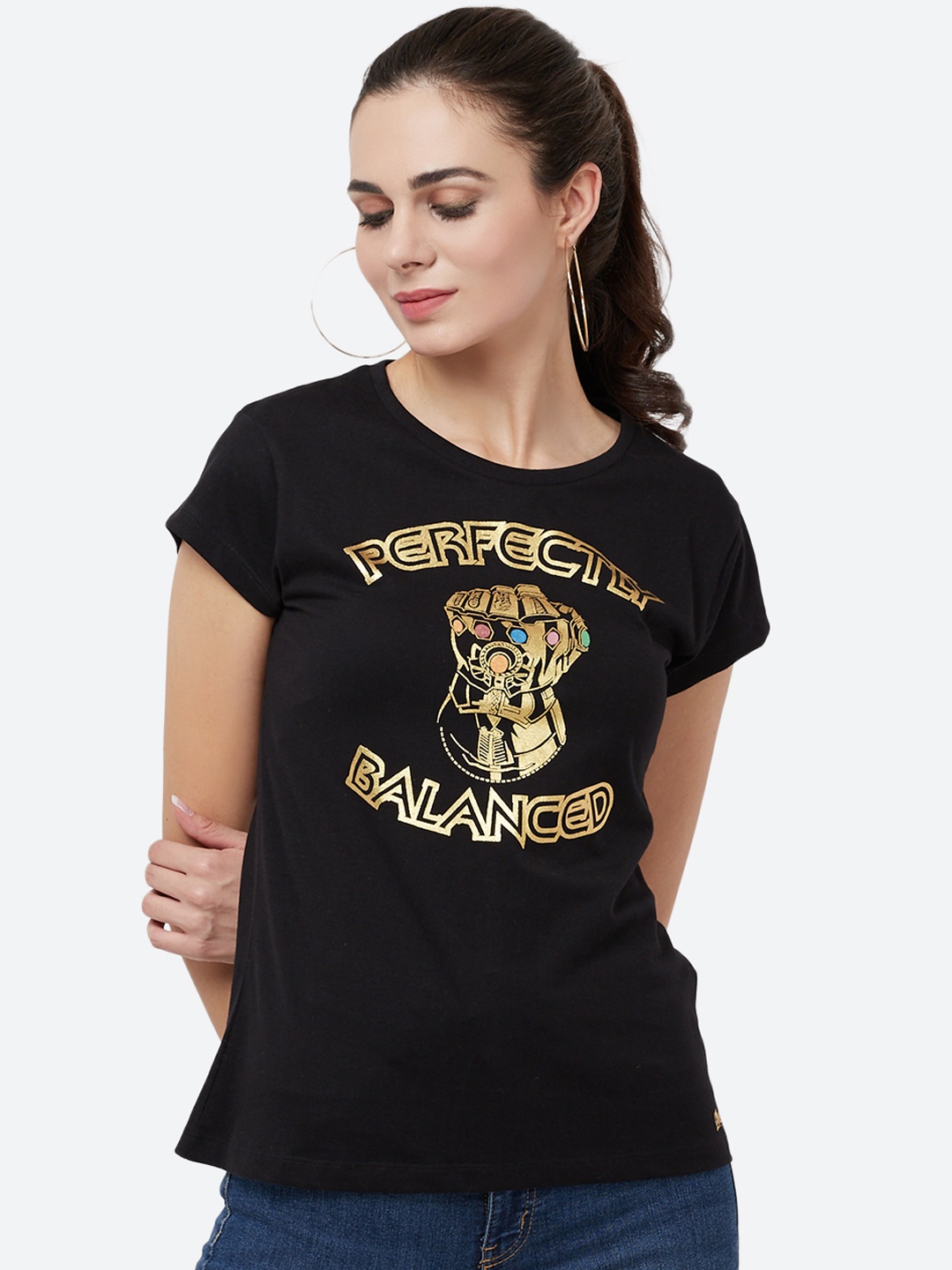 

Free Authority Women Black Avengers Printed Round Neck T-Shirt