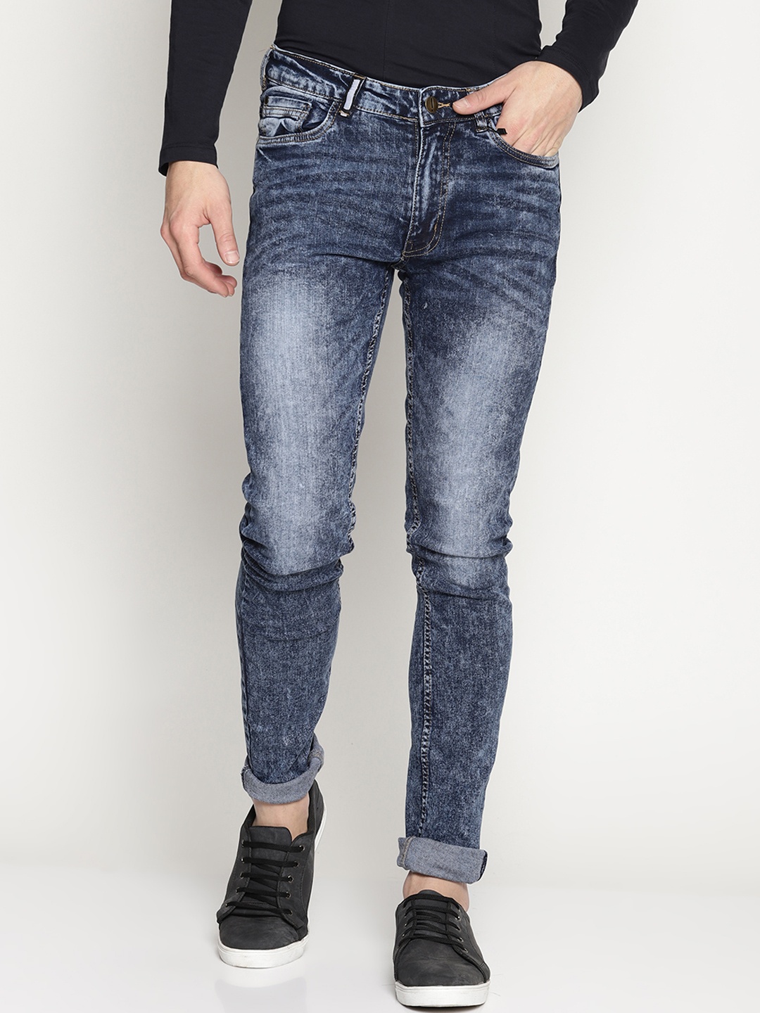 

IMPACKT Men Navy Blue Skinny Fit Mid-Rise Clean Look Stretchable Jeans