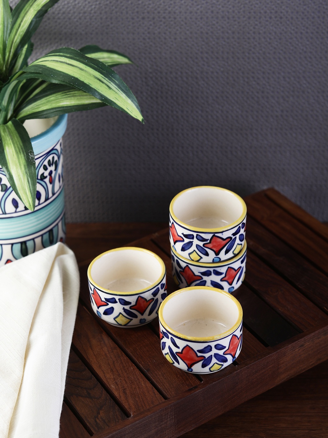 

VarEesha Set Of 4 Off-White Printed Ceramic Bowls