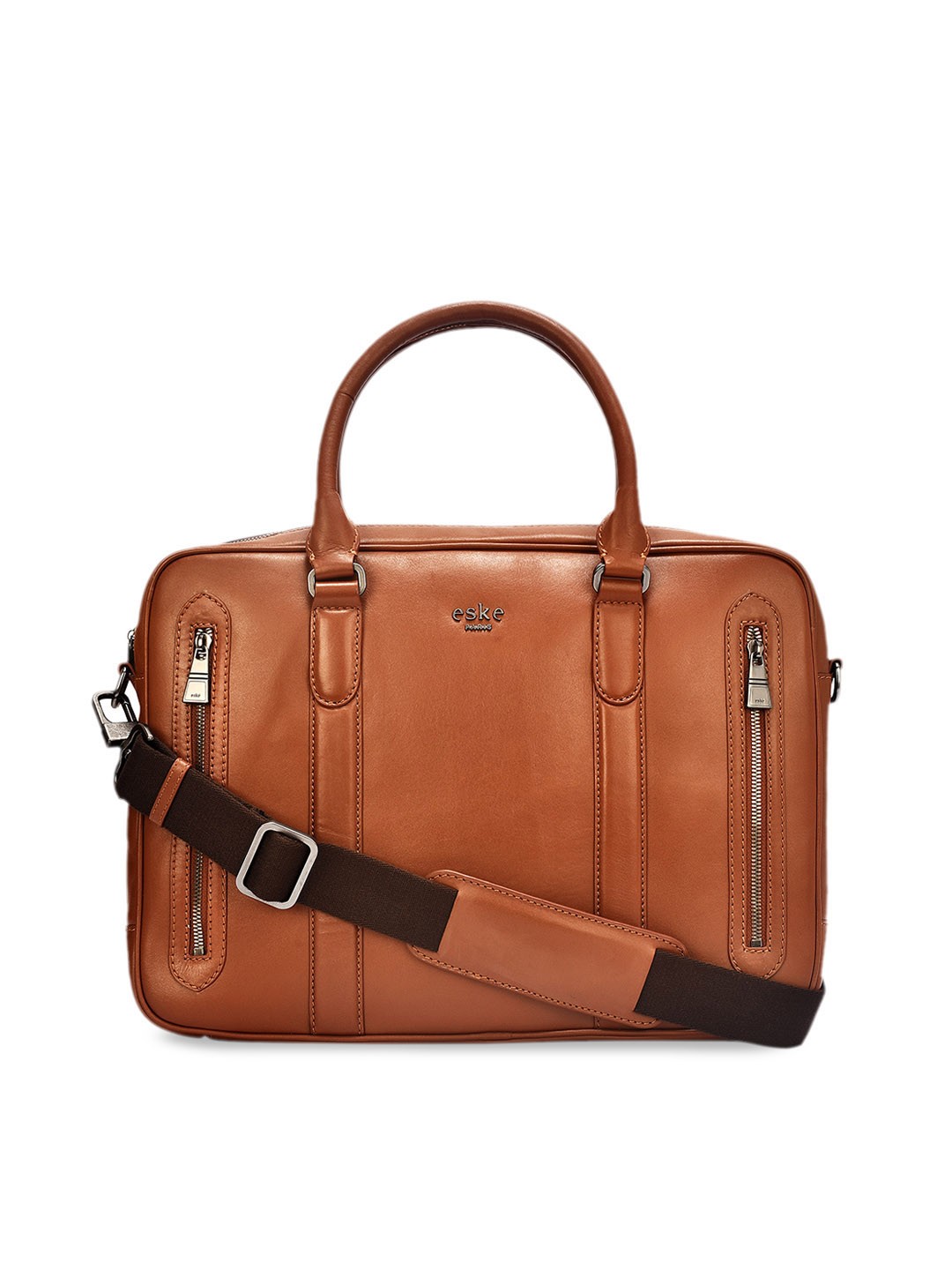 

Eske Men Tan Brown Solid Leather Laptop Bag