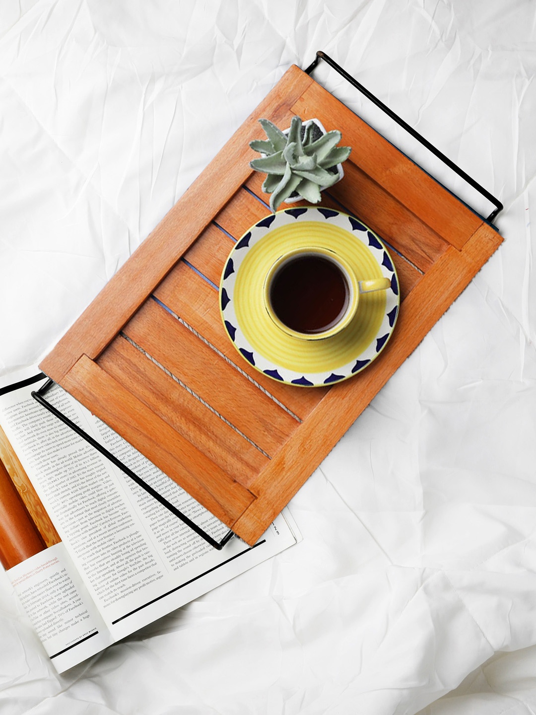 

VarEesha Orange Wooden Rectangular Serving Tray, Brown