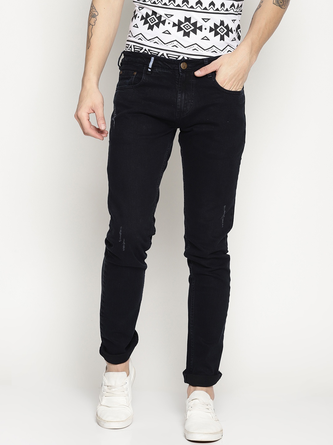 IMPACKT Men Black Skinny Fit Mid-Rise Clean Look Stretchable Jeans