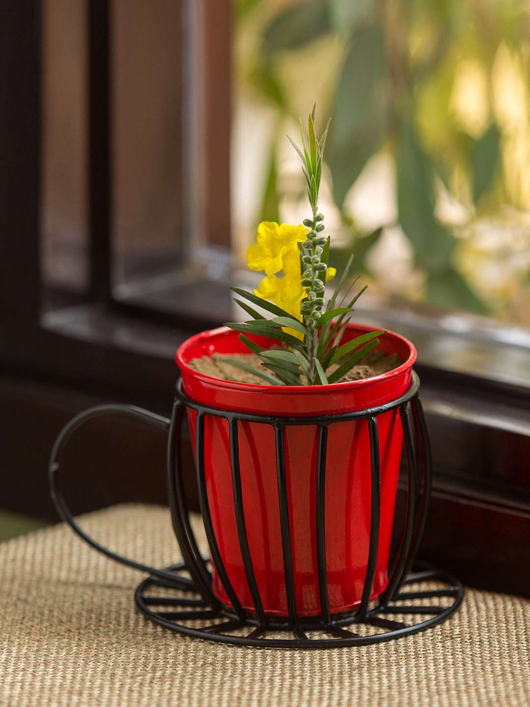 

ExclusiveLane Red Plant In A Cup Floor Cum Table Planters Pot