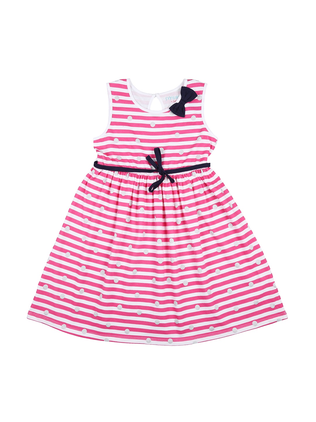 

Pantaloons Junior Girls Pink Striped Fit and Flare Dress