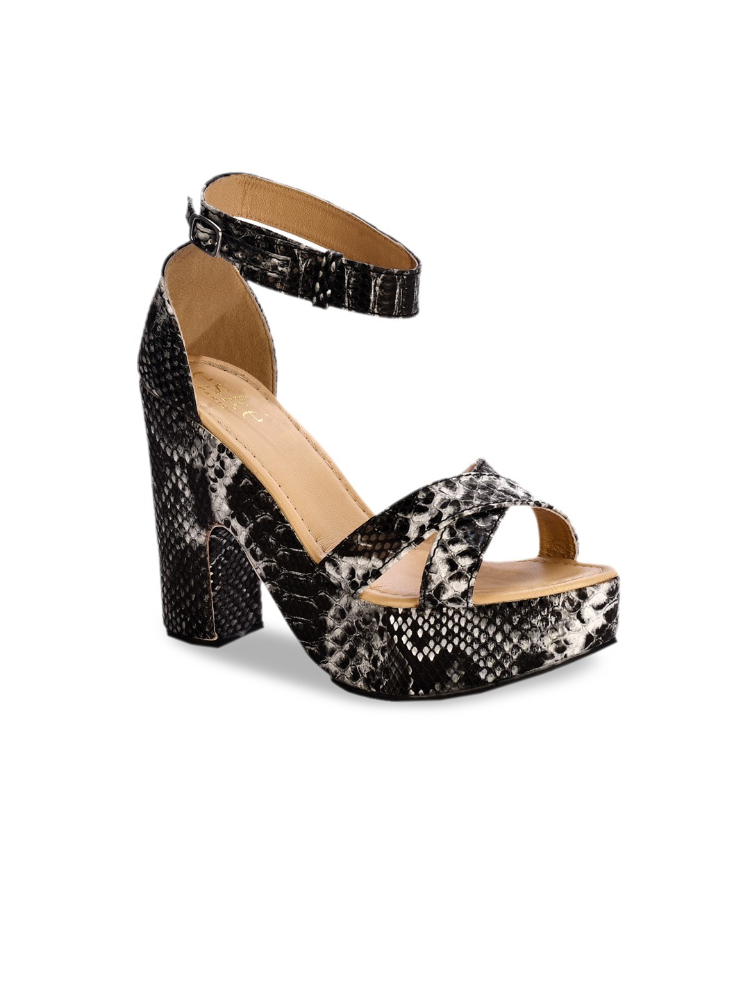 

Eske Women Black Printed Leather Sandals