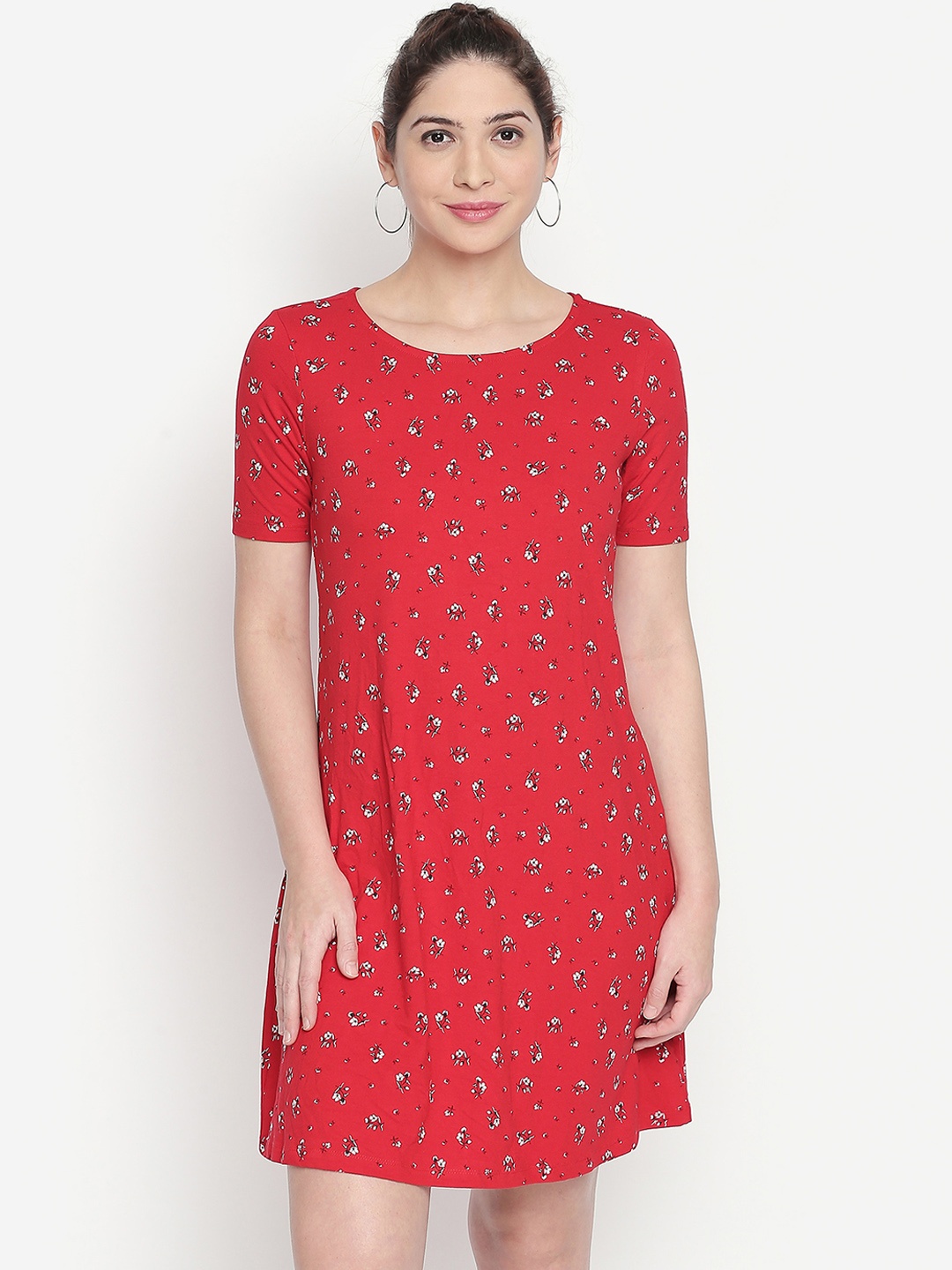 

Honey by Pantaloons Women Red Floral Printed A-Line Dress
