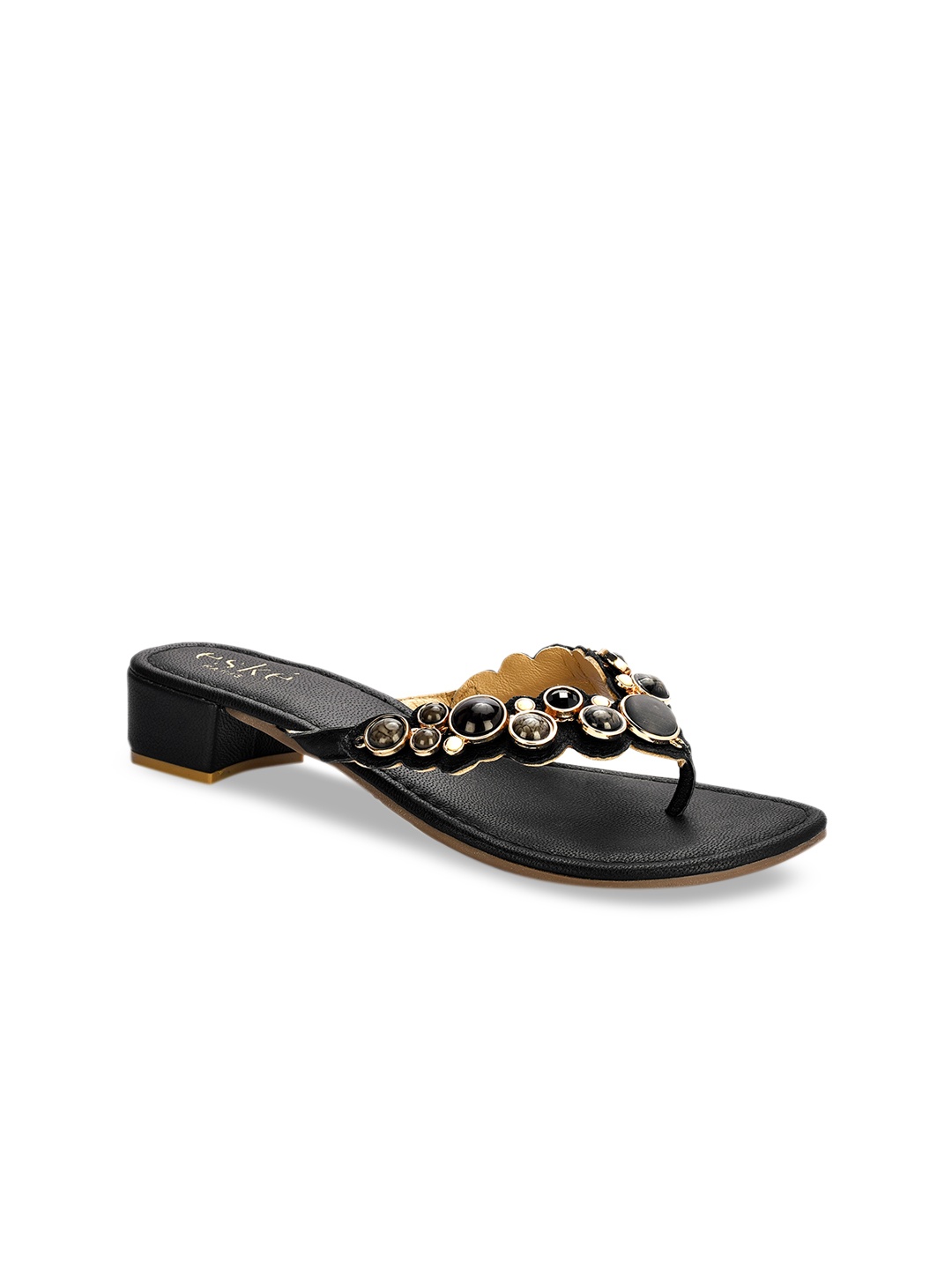 

Eske Women Black Woven Design Leather Sandals