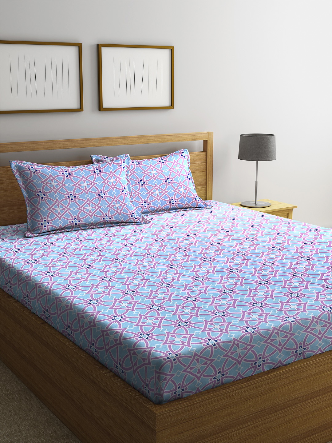 

SWHF Pink Floral 180 TC Cotton 1 Queen Bedsheet with 2 Pillow Covers