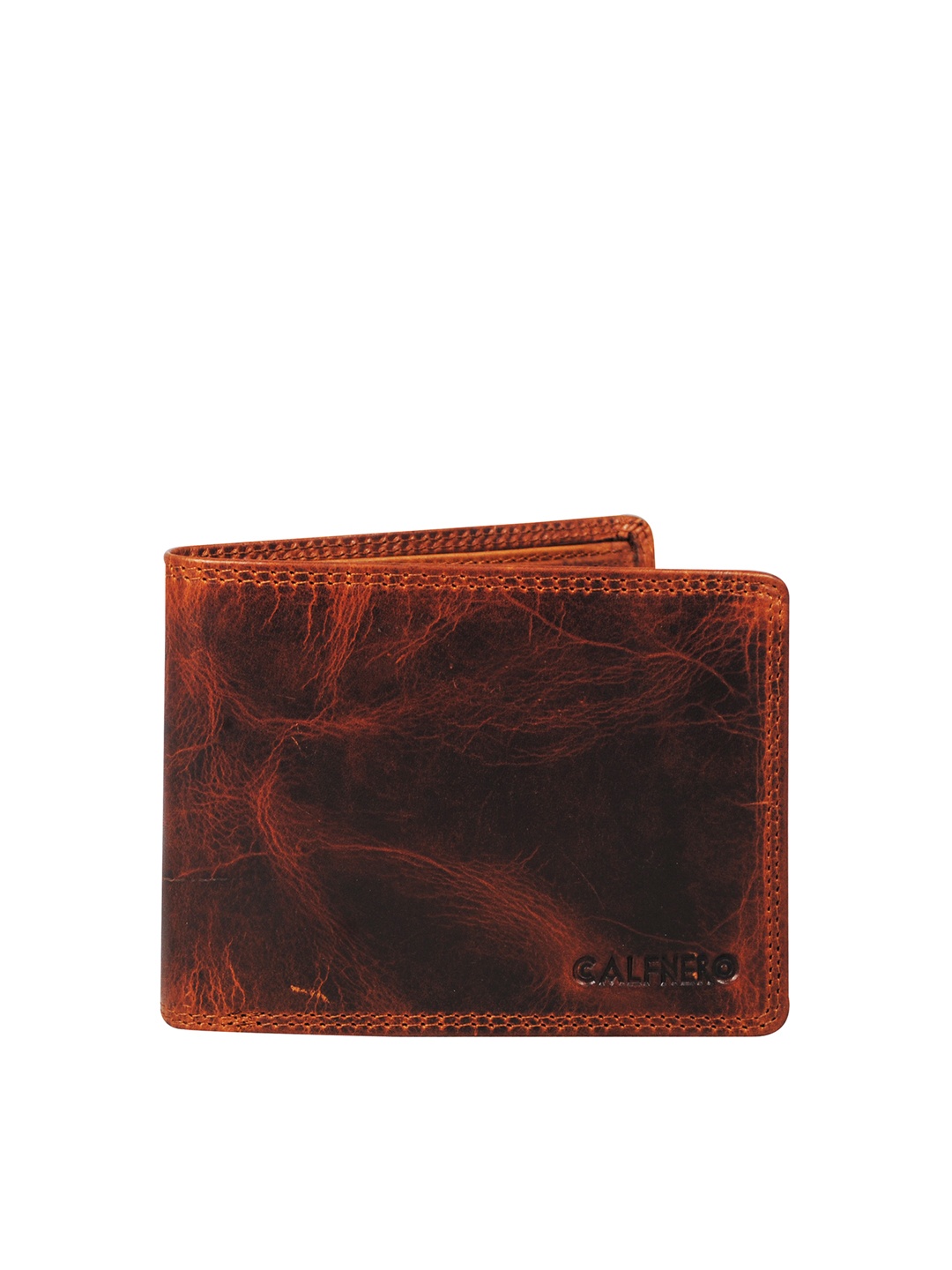 

CALFNERO Men Brown Solid Leather Two Fold Wallet