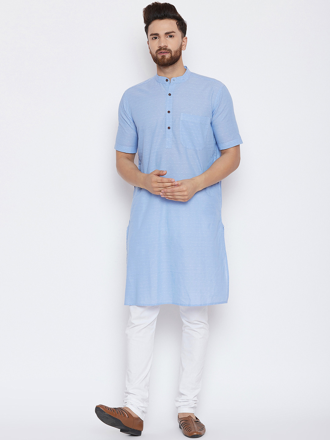 

even Men Blue Solid Straight Kurta