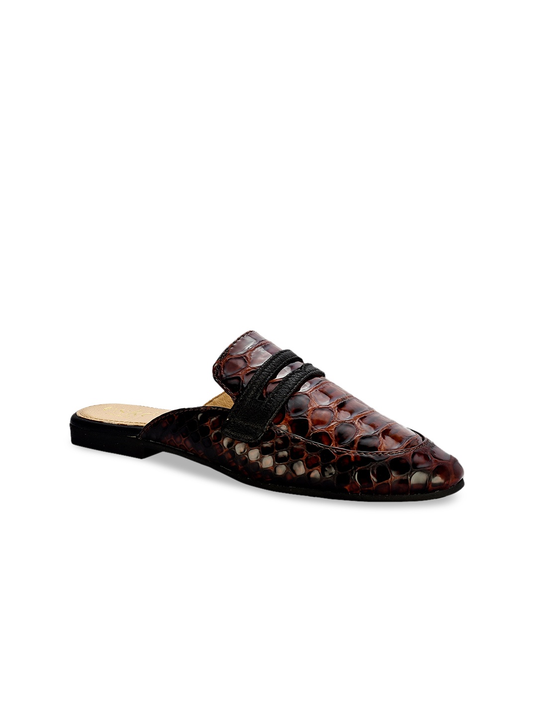 

Eske Women Brown Textured Leather Mules