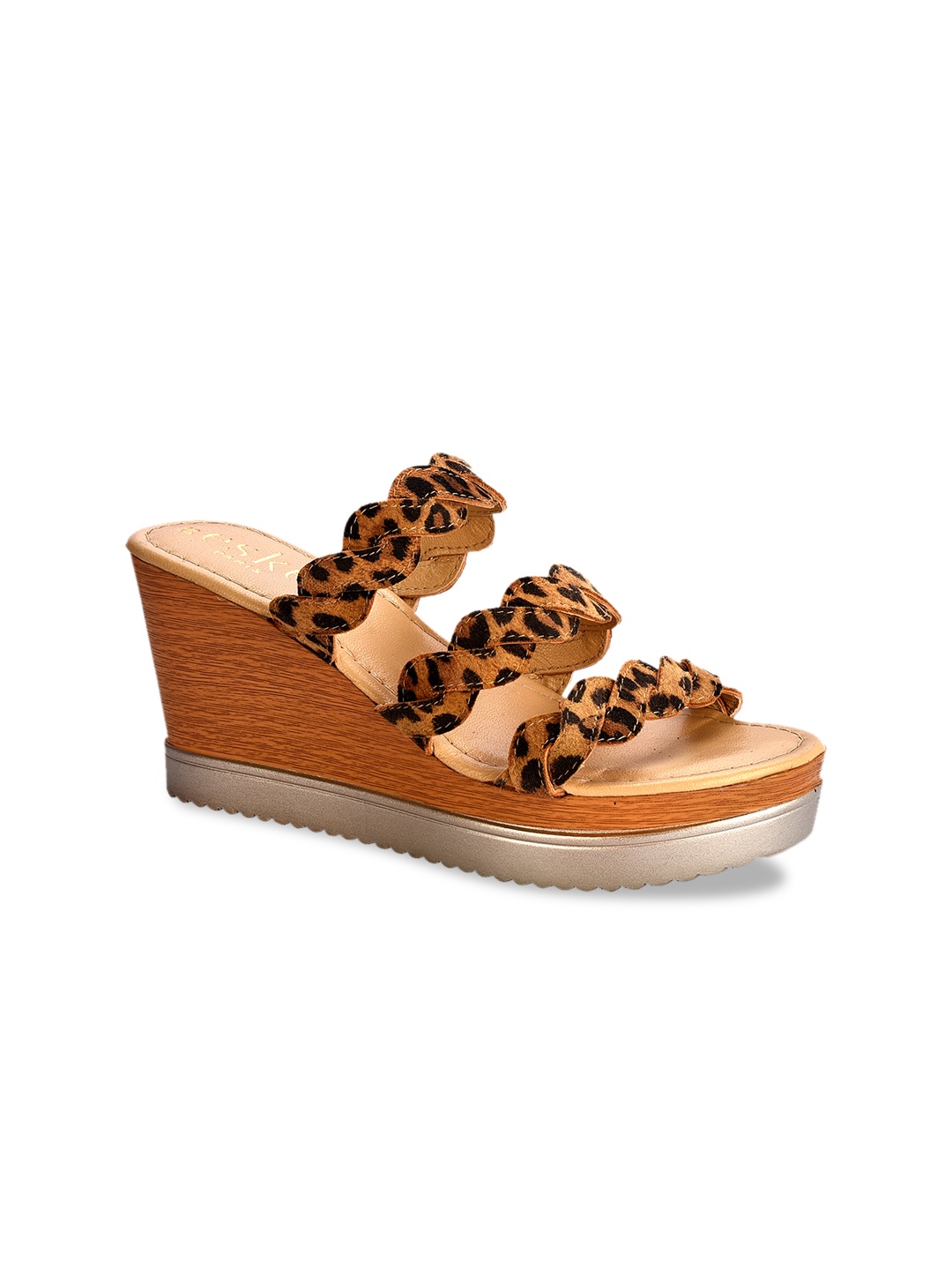 

Eske Women Tan Brown Printed Leather Sandals