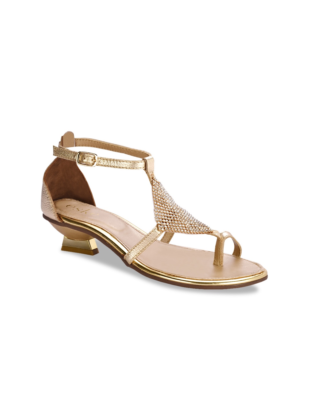 

Eske Women Gold-Toned Textured Leather Heels