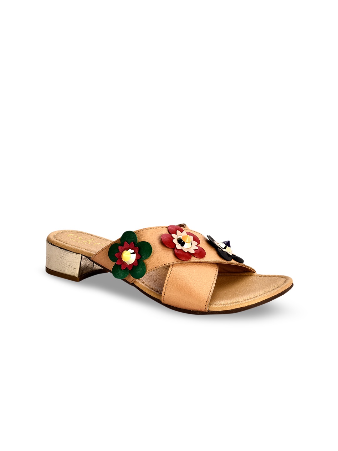 

Eske Women Khaki Woven Design Leather Heels
