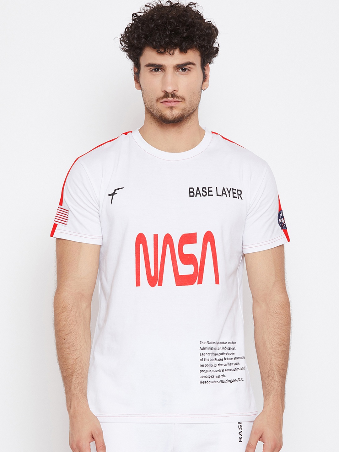 

FUGAZEE Men White Printed Round Neck T-shirt