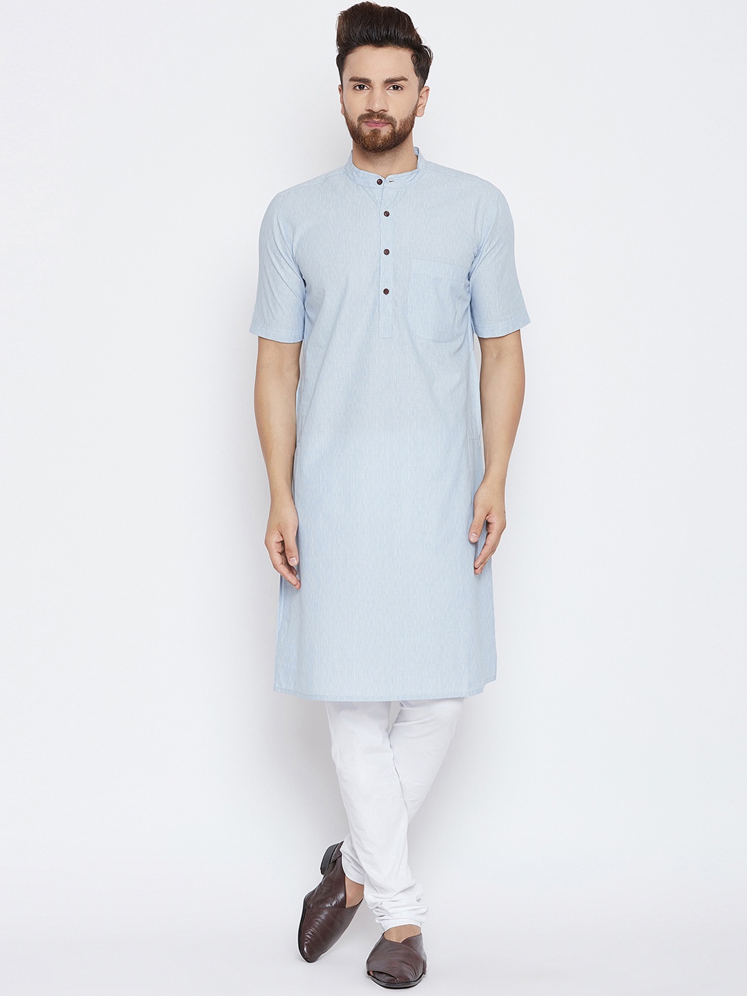 

even Men Blue Solid Straight Kurta