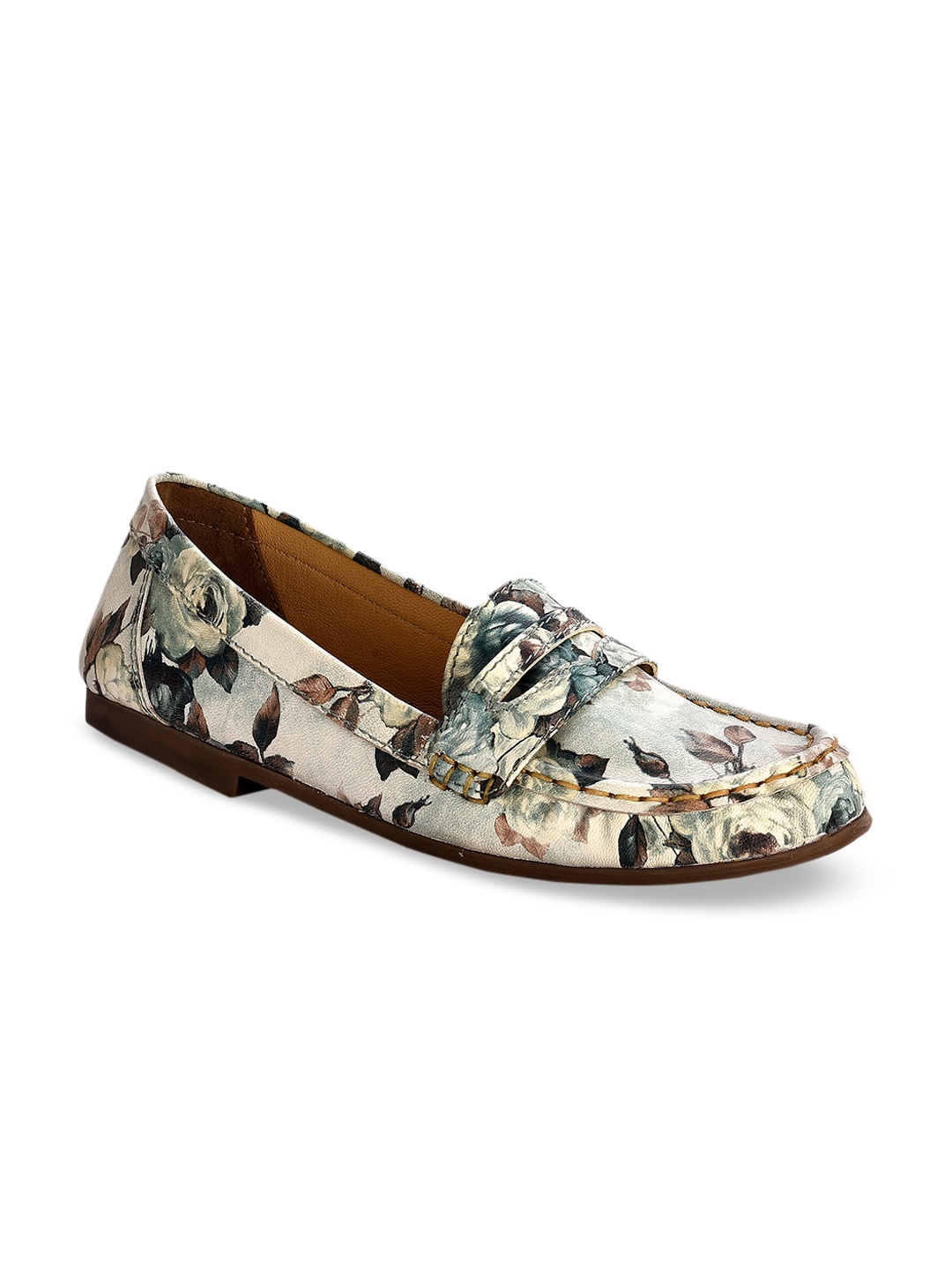 

Eske Women Blue Printed Leather Ballerinas