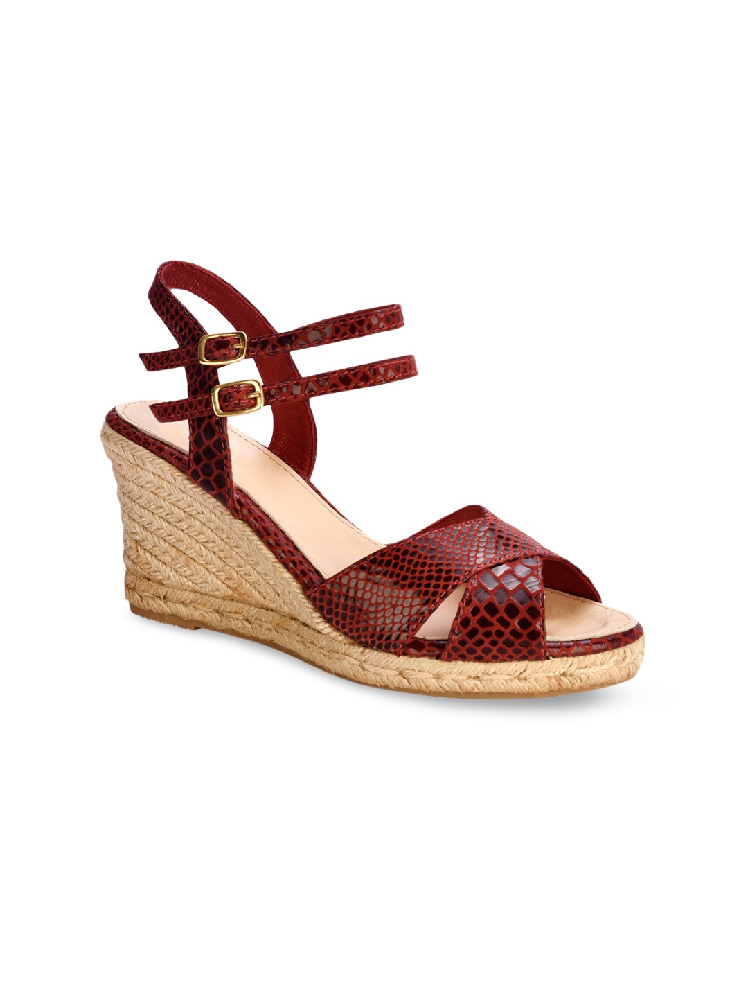 

Eske Women Red Textured Leather Sandals