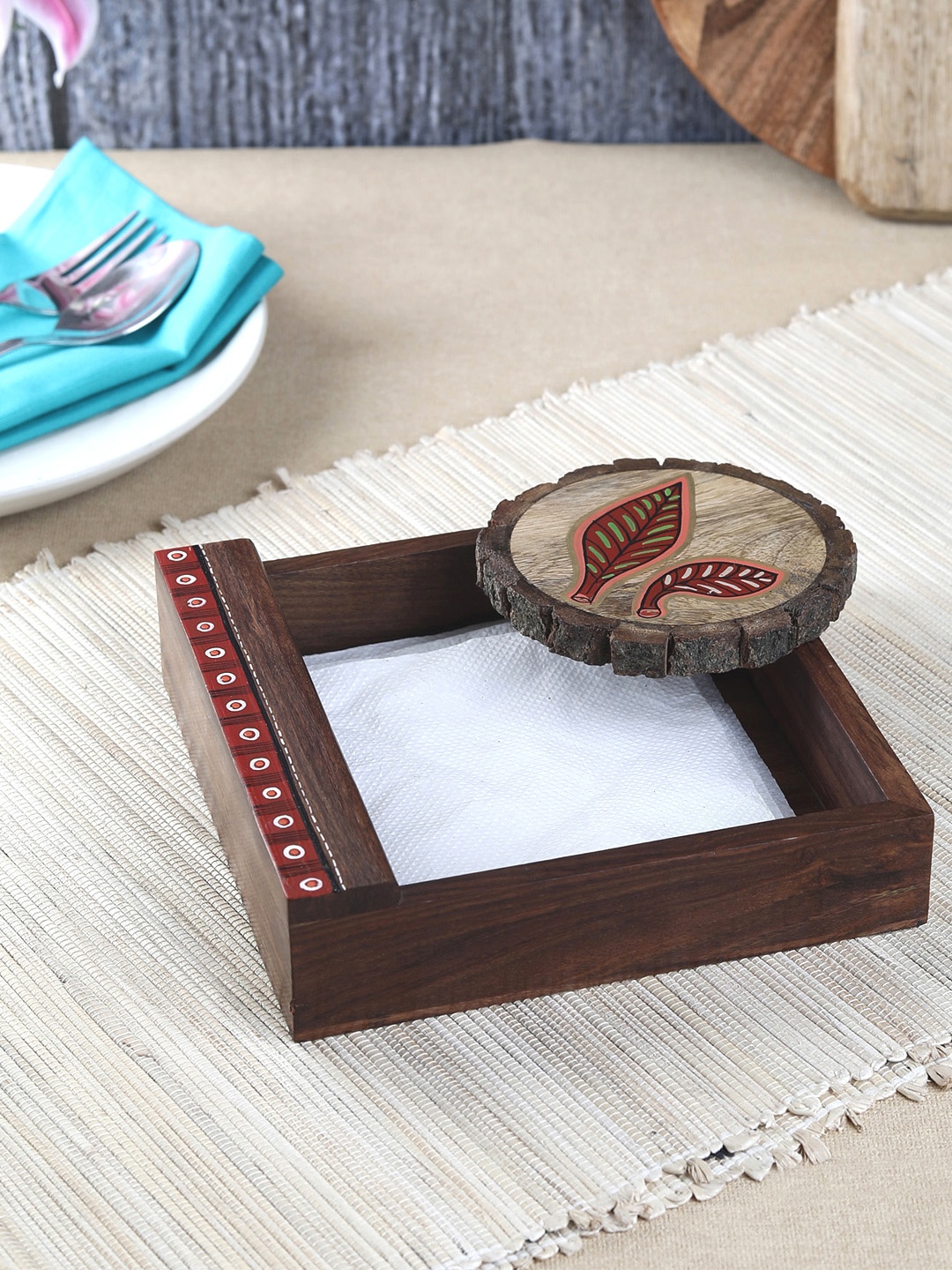 

VarEesha Brown Mango Wood Tissue Holder