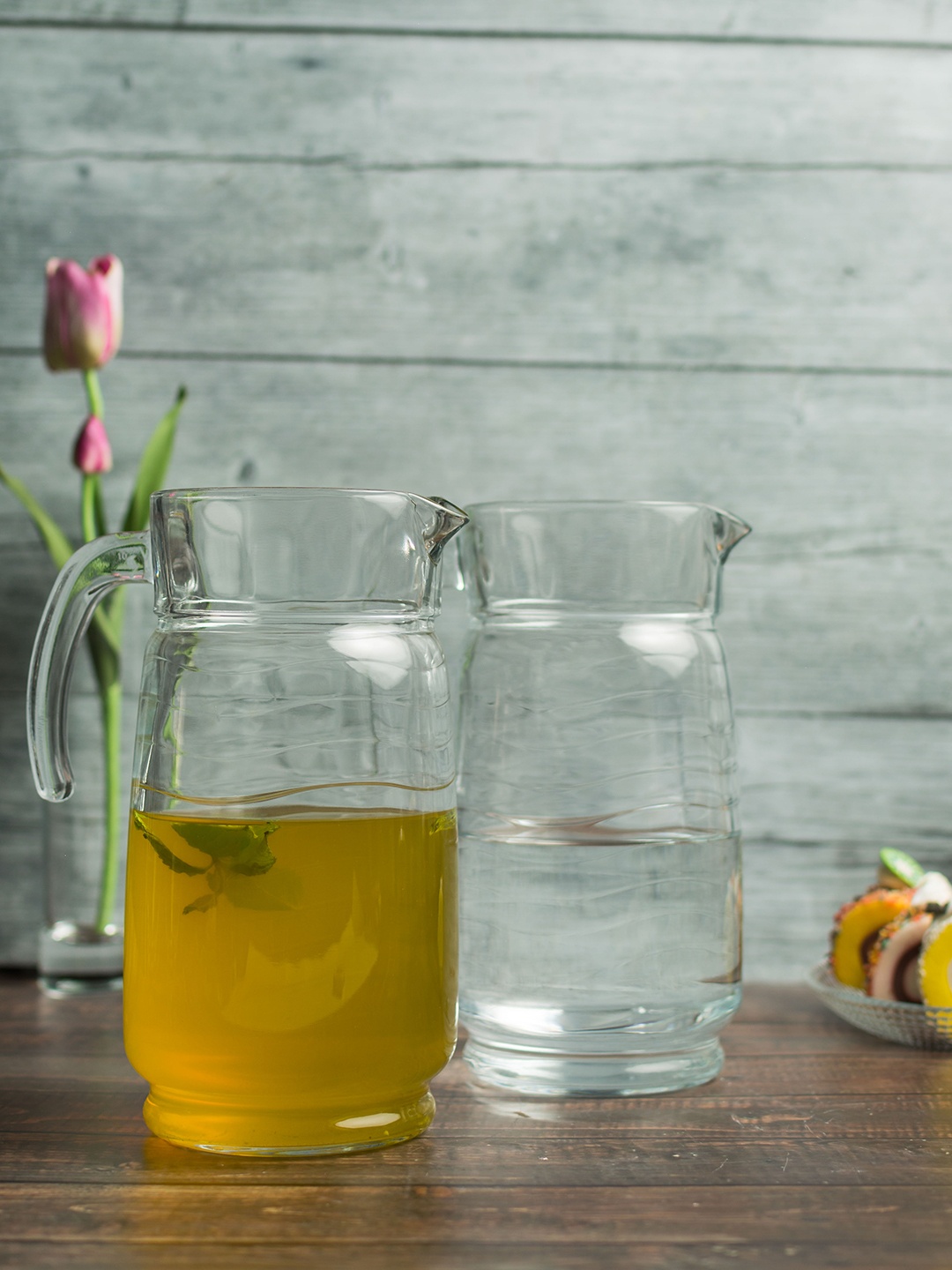 

Pasabahce Transparent Set of 2 Textured Glass Water Jugs 1.65 Ltrs each
