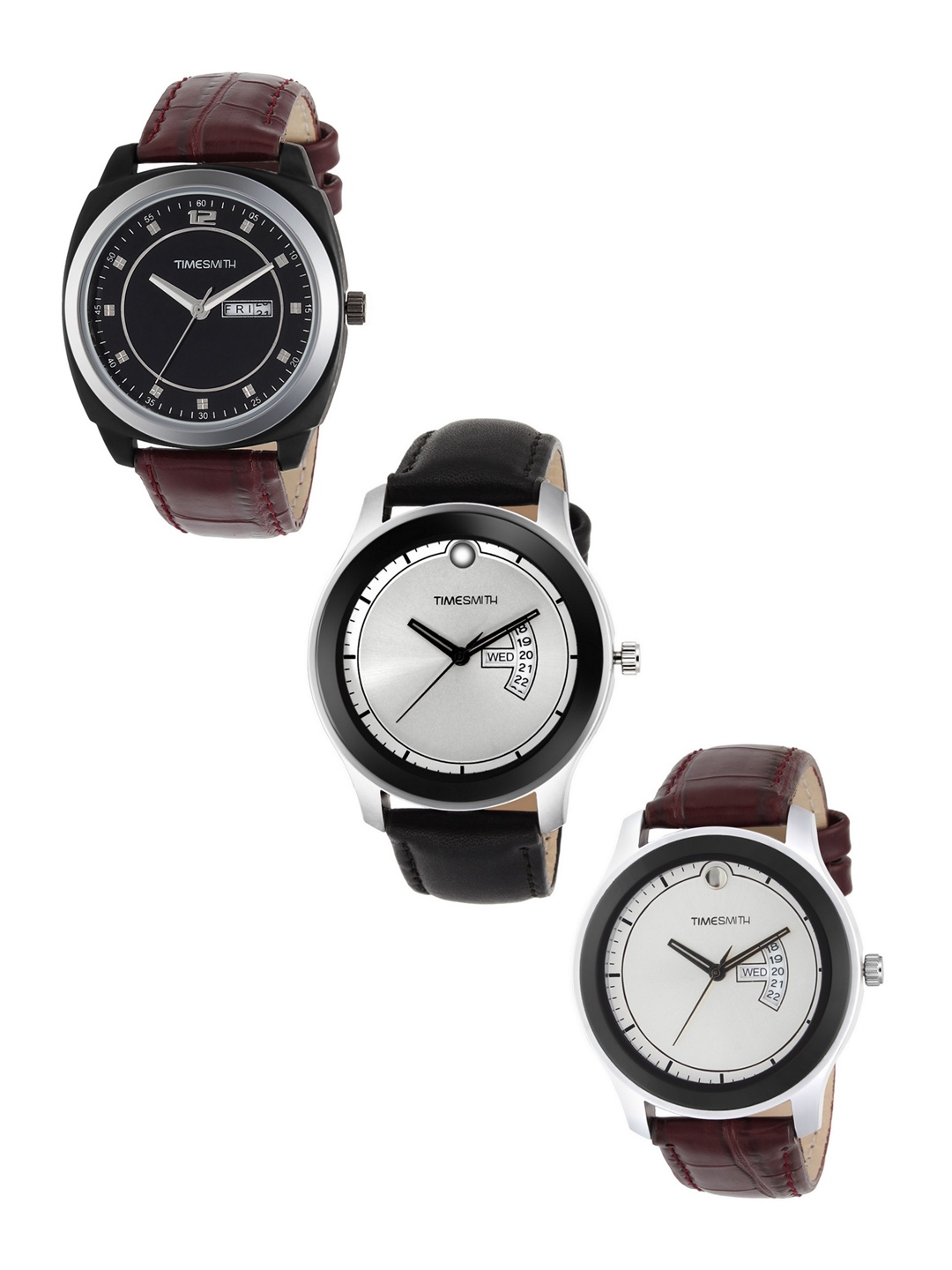 

TIMESMITH Men Set of 3 Analogue Watches, Multi