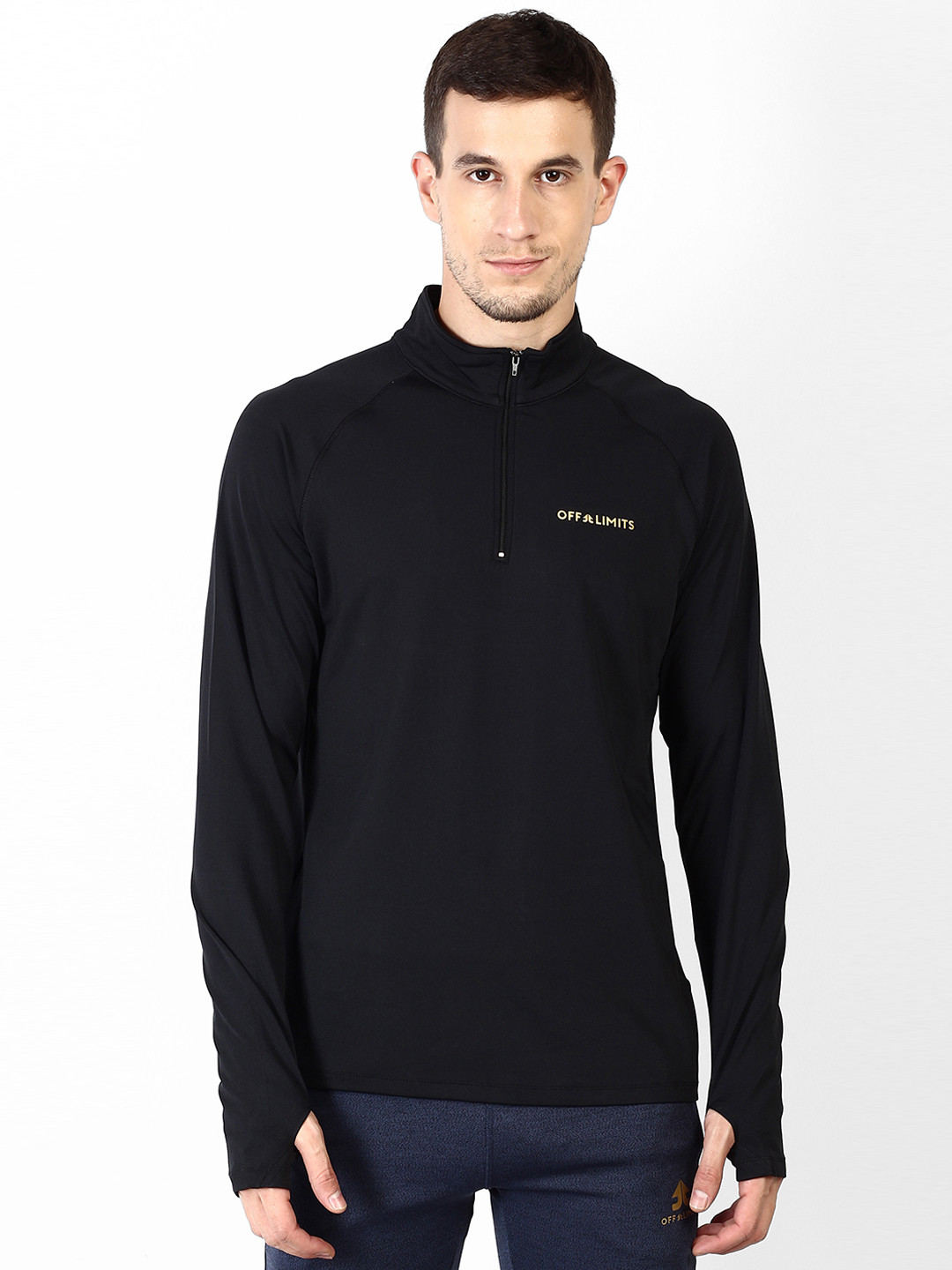 

OFF LIMITS Men Black Solid Lightweight Sporty Jacket