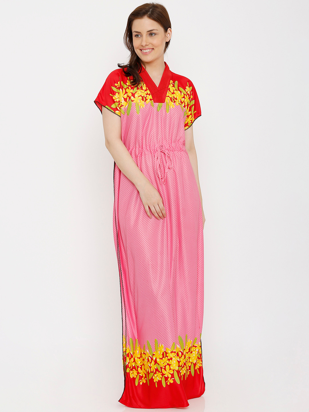 

Pretty Awesome Pink Printed Kaftan Nightdress PTAS337