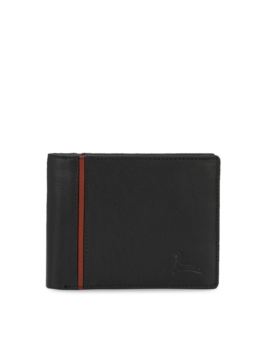 

Pacific Gold Men Black Solid Leather Two Fold Wallet