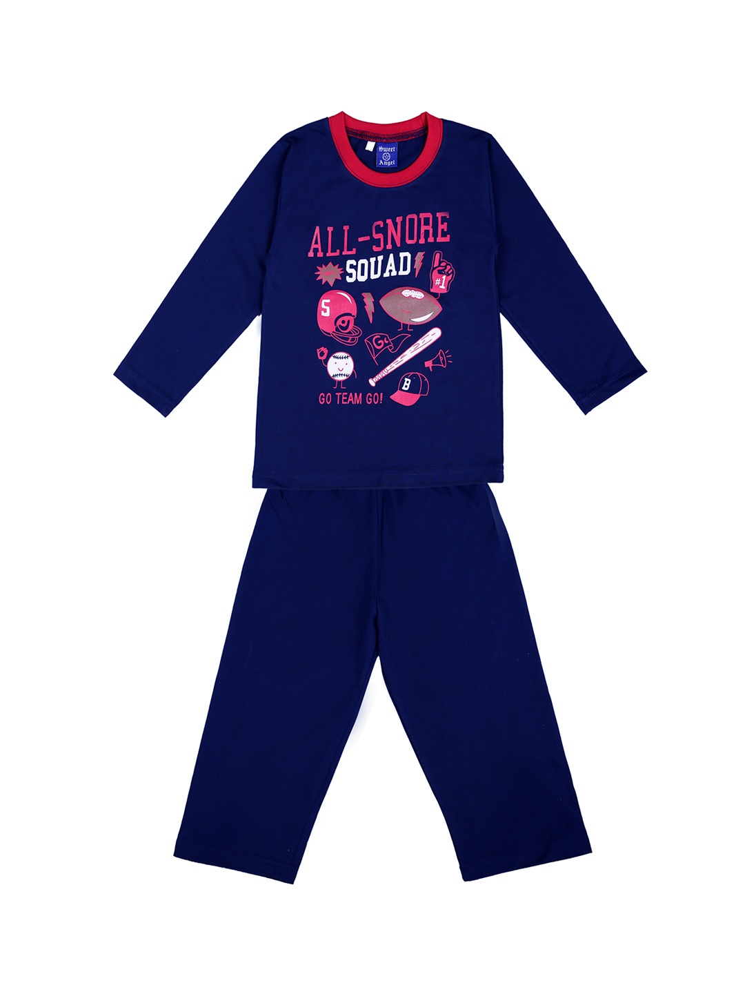 

SWEET ANGEL Kids Navy Blue Printed Night suit 700281