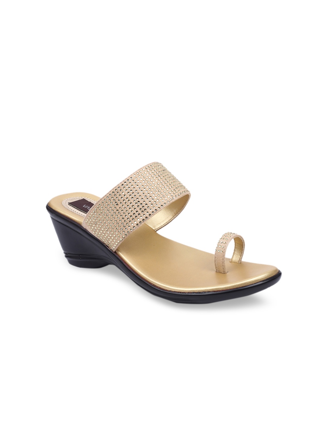 

VALIOSAA Women Gold-Toned Solid Sandals