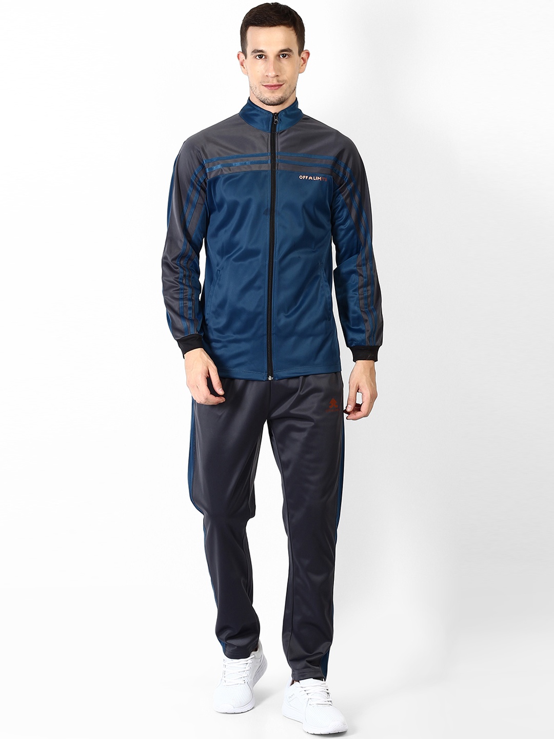 OFF LIMITS Men Teal Blue Solid Tracksuit