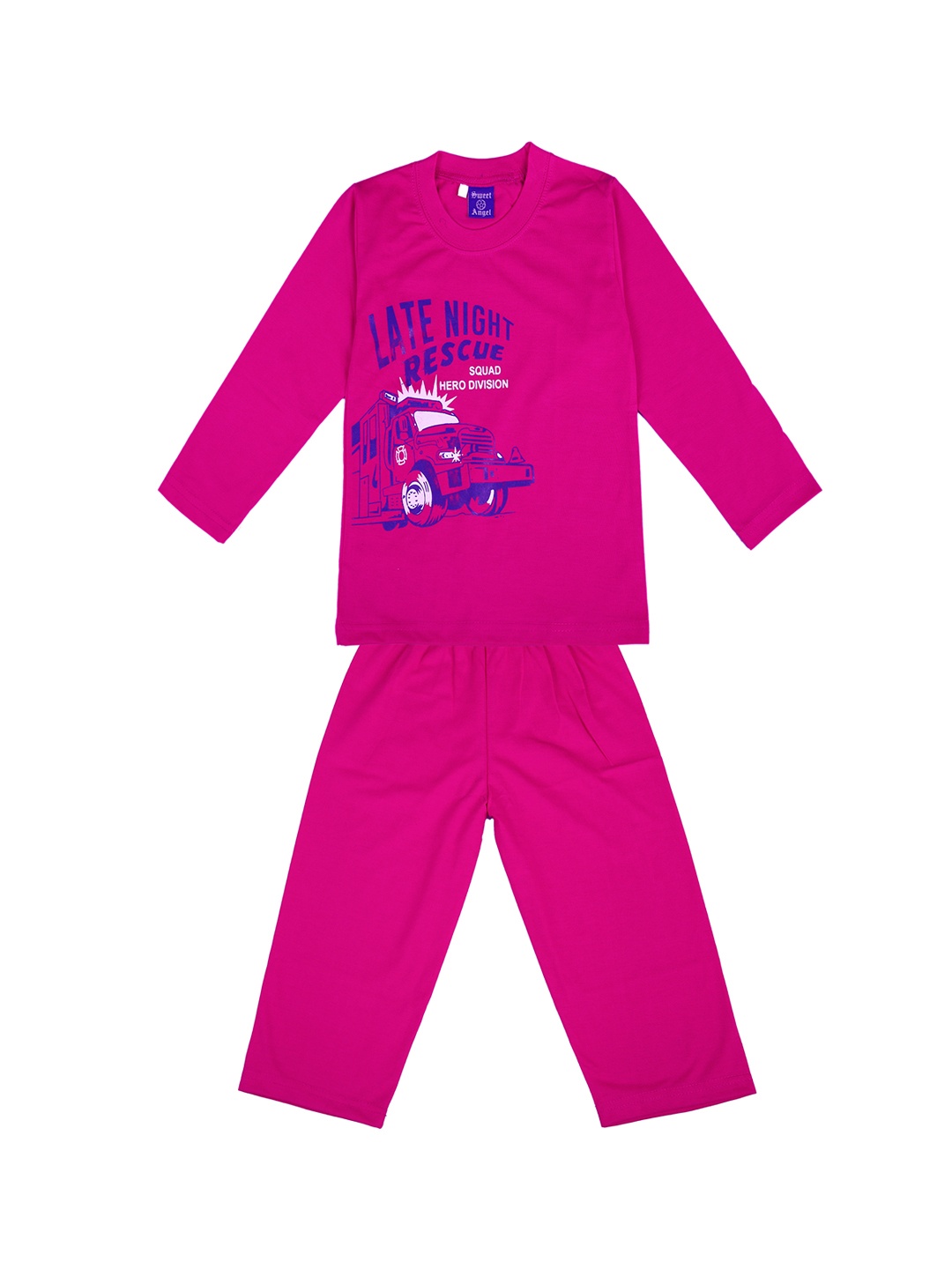 

SWEET ANGEL Unisex Pink Printed Night Suit 700291