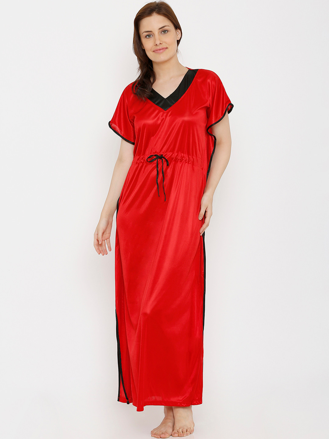 

Pretty Awesome Red Solid Kaftan Nightdress PTAS329