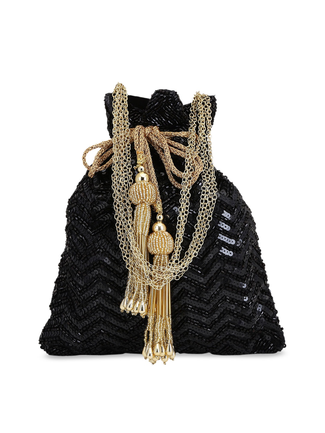 

Tarini Nirula Black Sequinned Embellished Potli