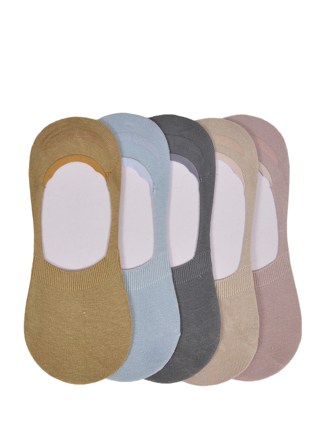 

MARC Men Pack of 5 Multicoloured Solid Shoe Liners, Multi
