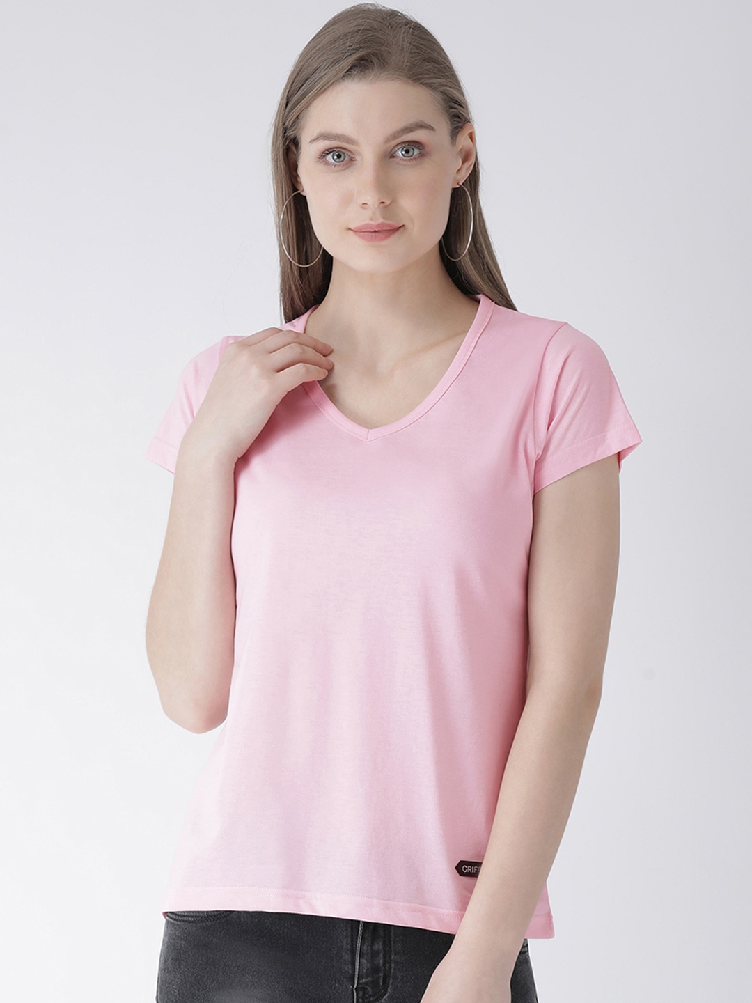 

GRIFFEL Women Pink Solid Pure Cotton Top