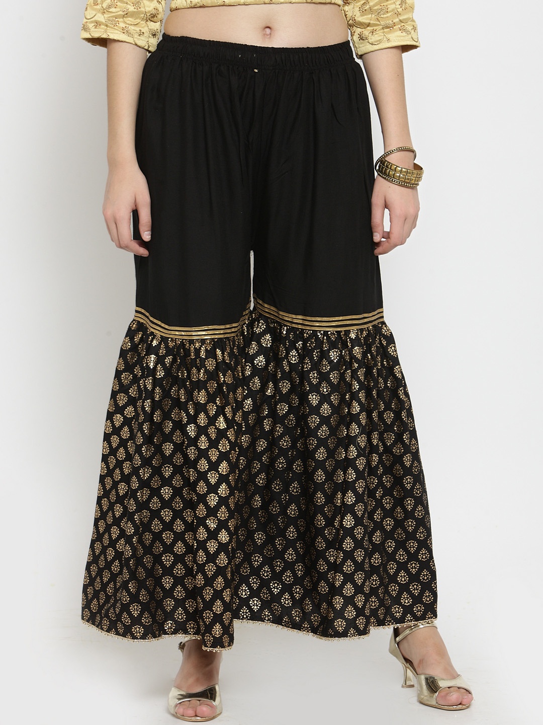 

Clora Creation Women Black Flared Printed Palazzos