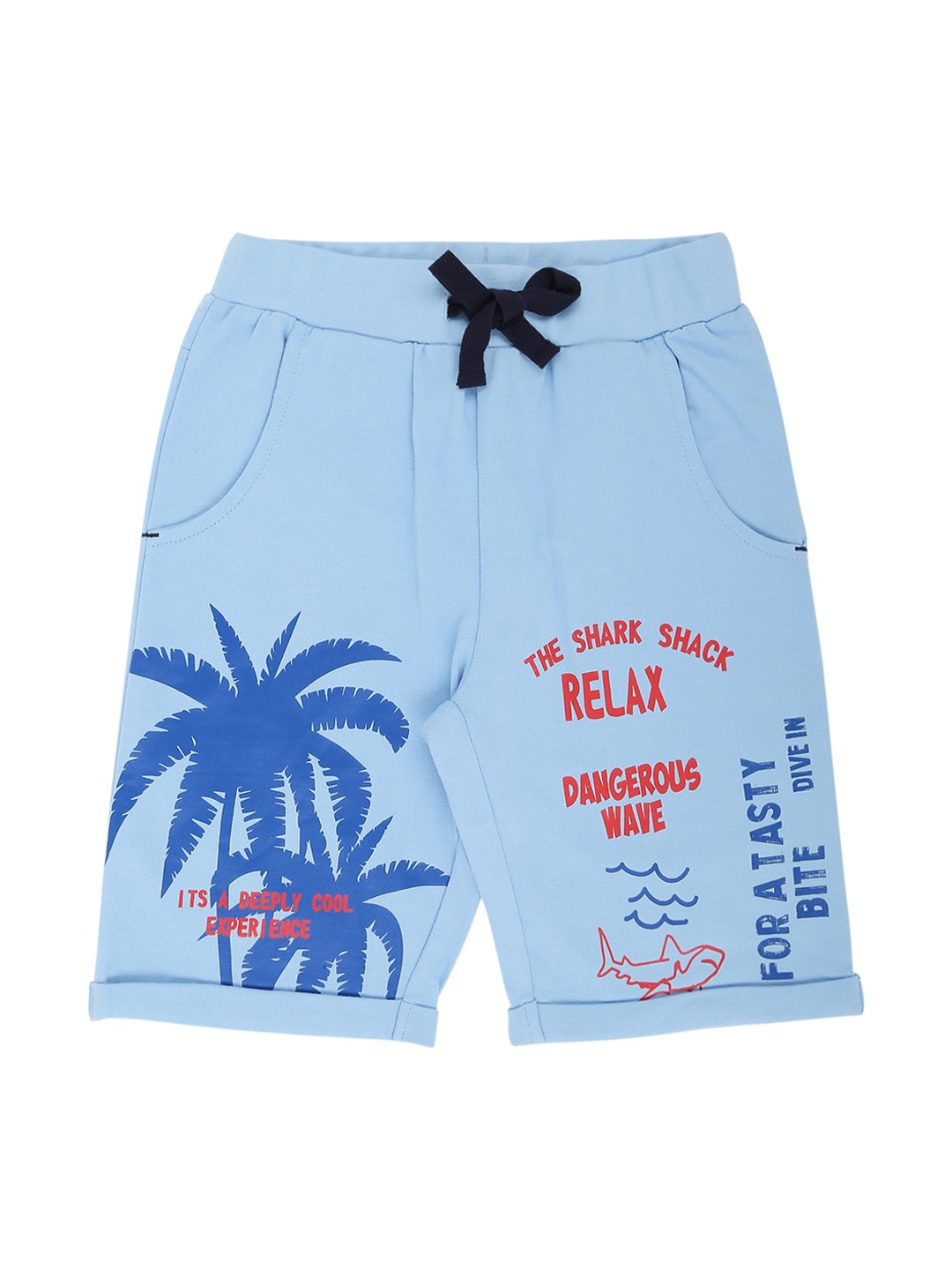 

Pantaloons Junior Boys Blue Printed Regular Fit Regular Shorts