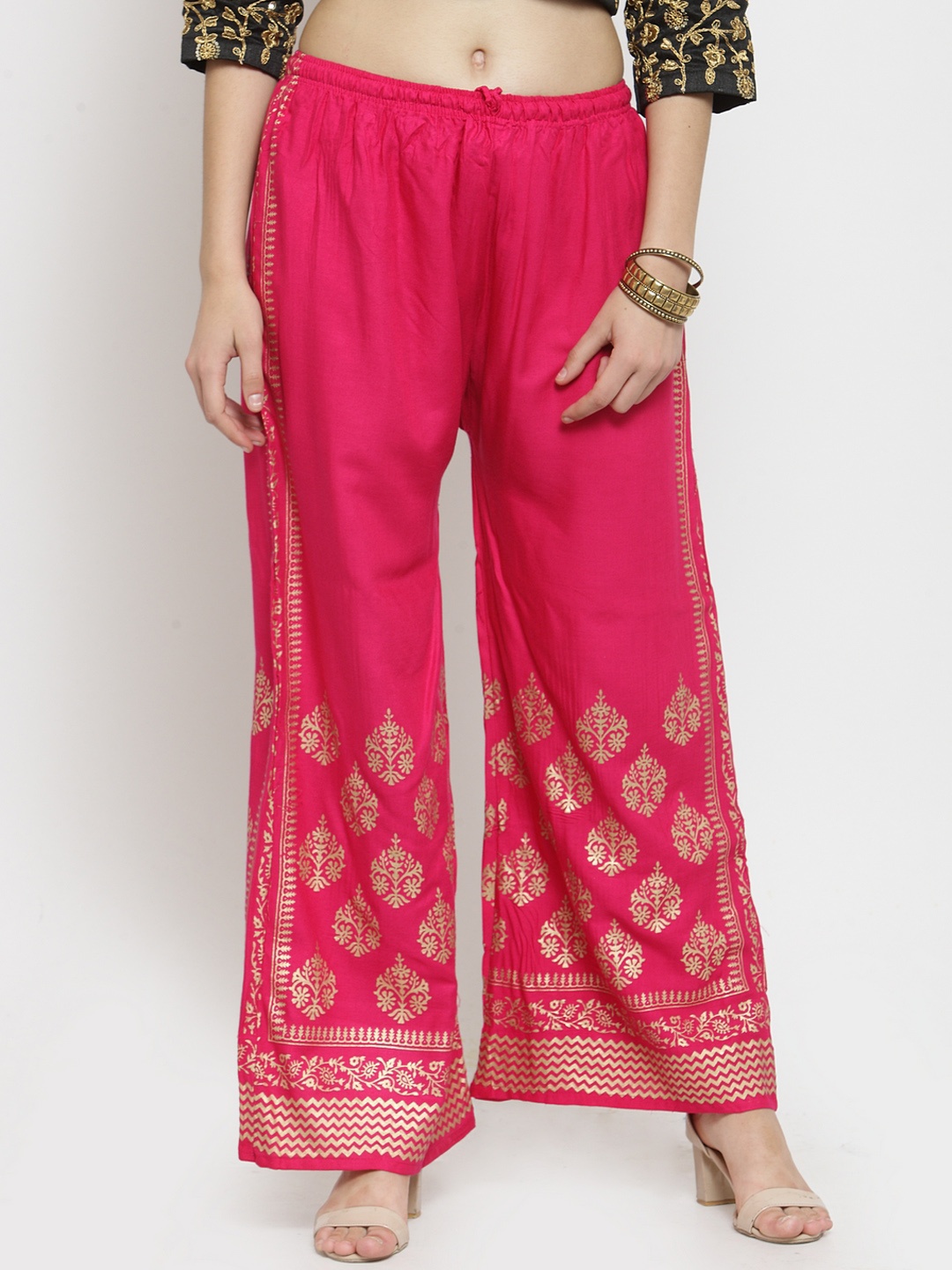 

Clora Creation Women Magenta Printed Straight Palazzos