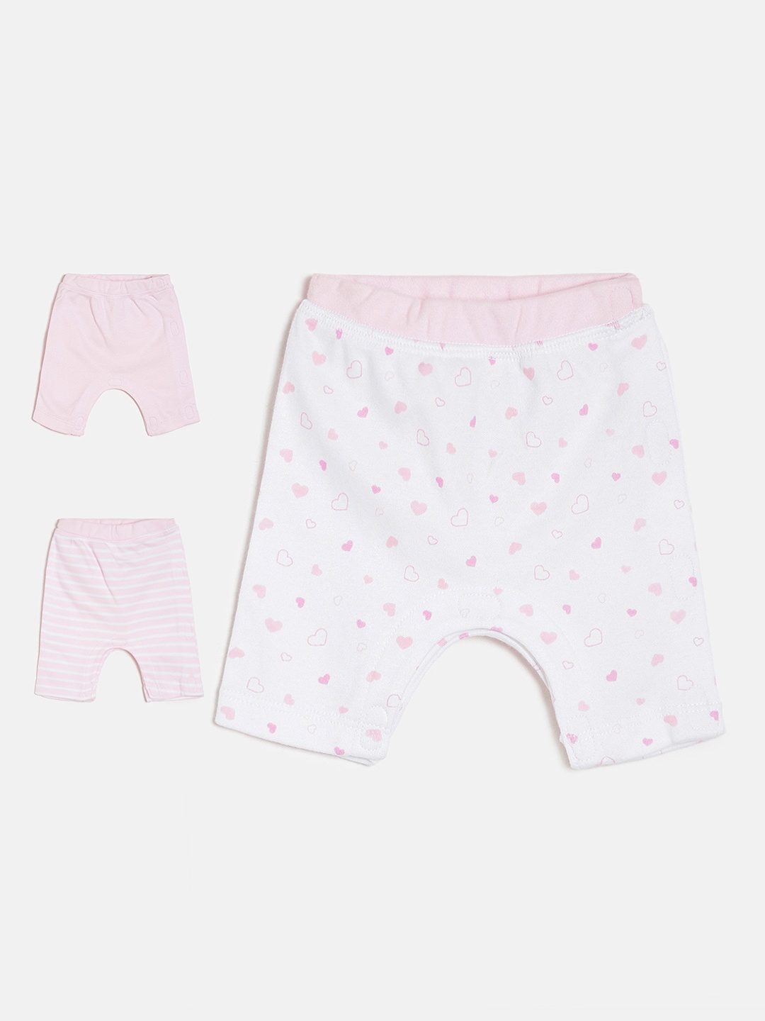 

MINI KLUB Girls Pack of 3 Pink & White Slim-Fit Track Pants