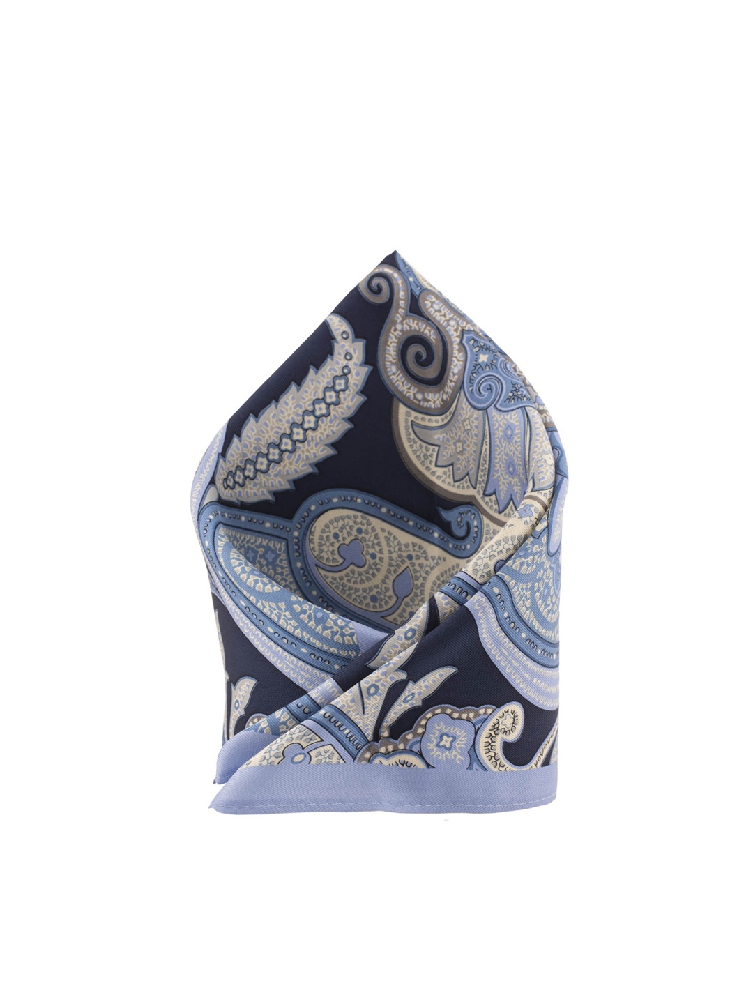 

The Tie Hub Men Blue Printed Silk Pocket Square