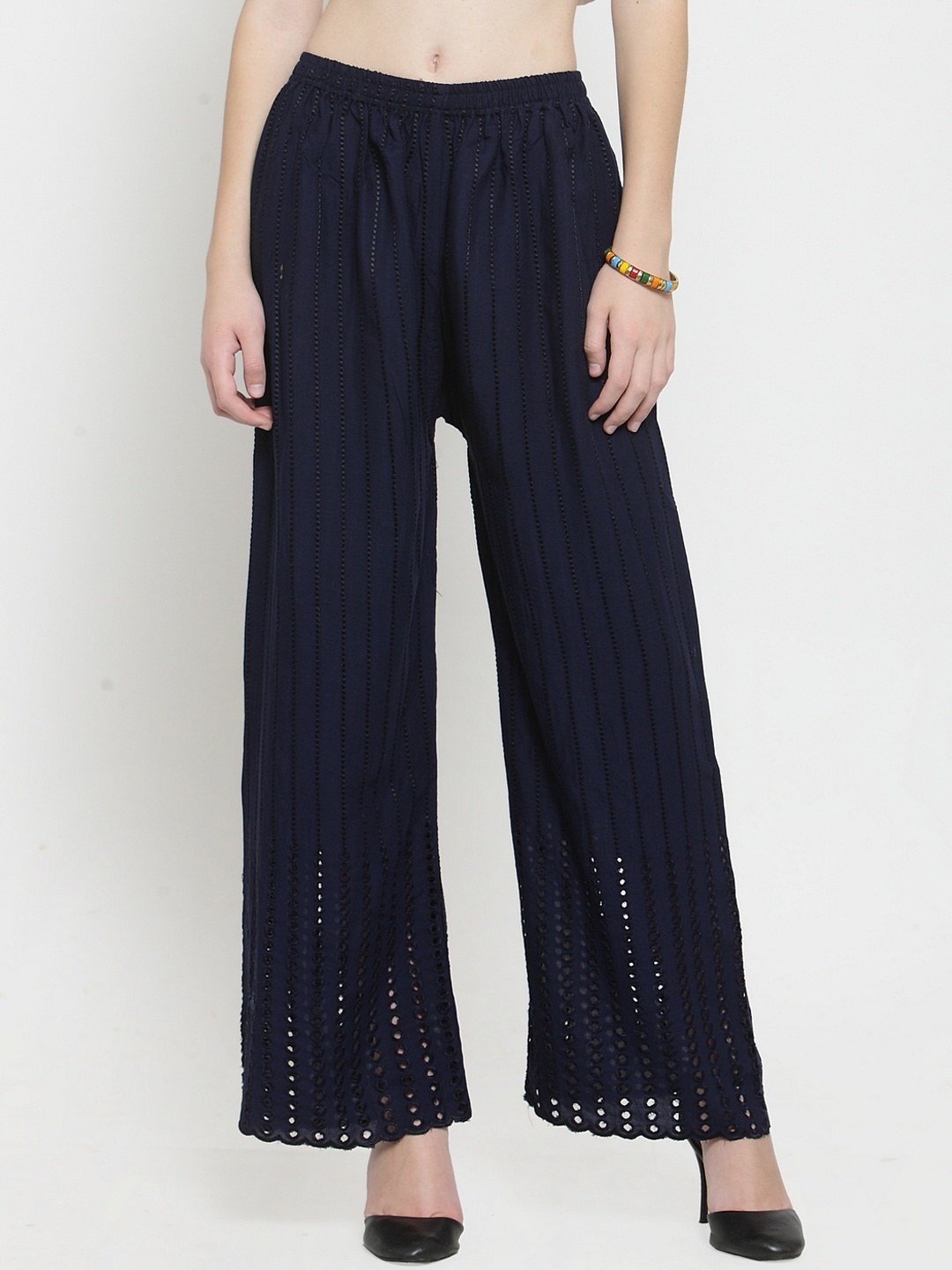 

Clora Creation Women Navy Blue Straight Solid Palazzos