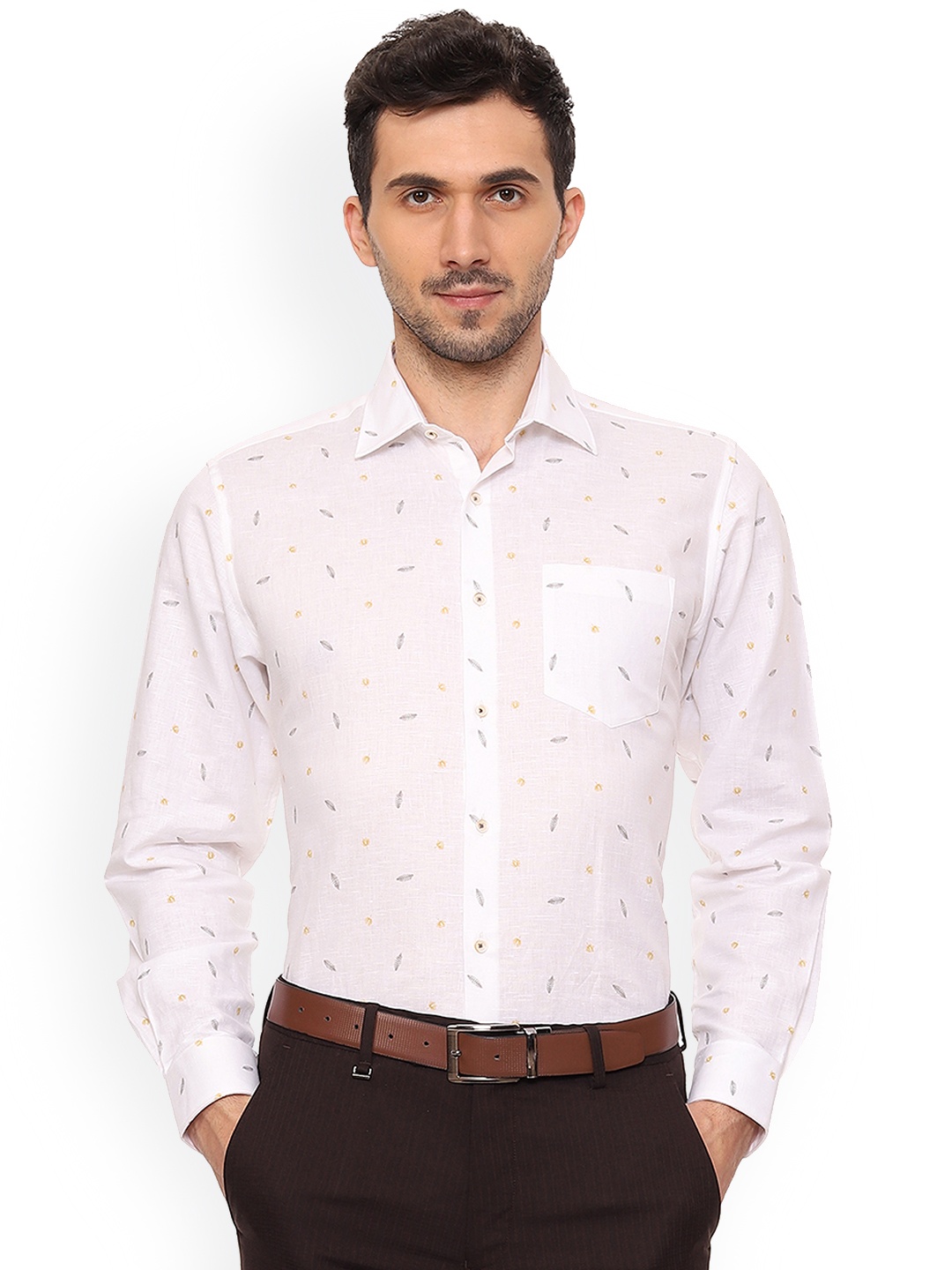 

Van Heusen Men White Regular Fit Printed Casual Shirt