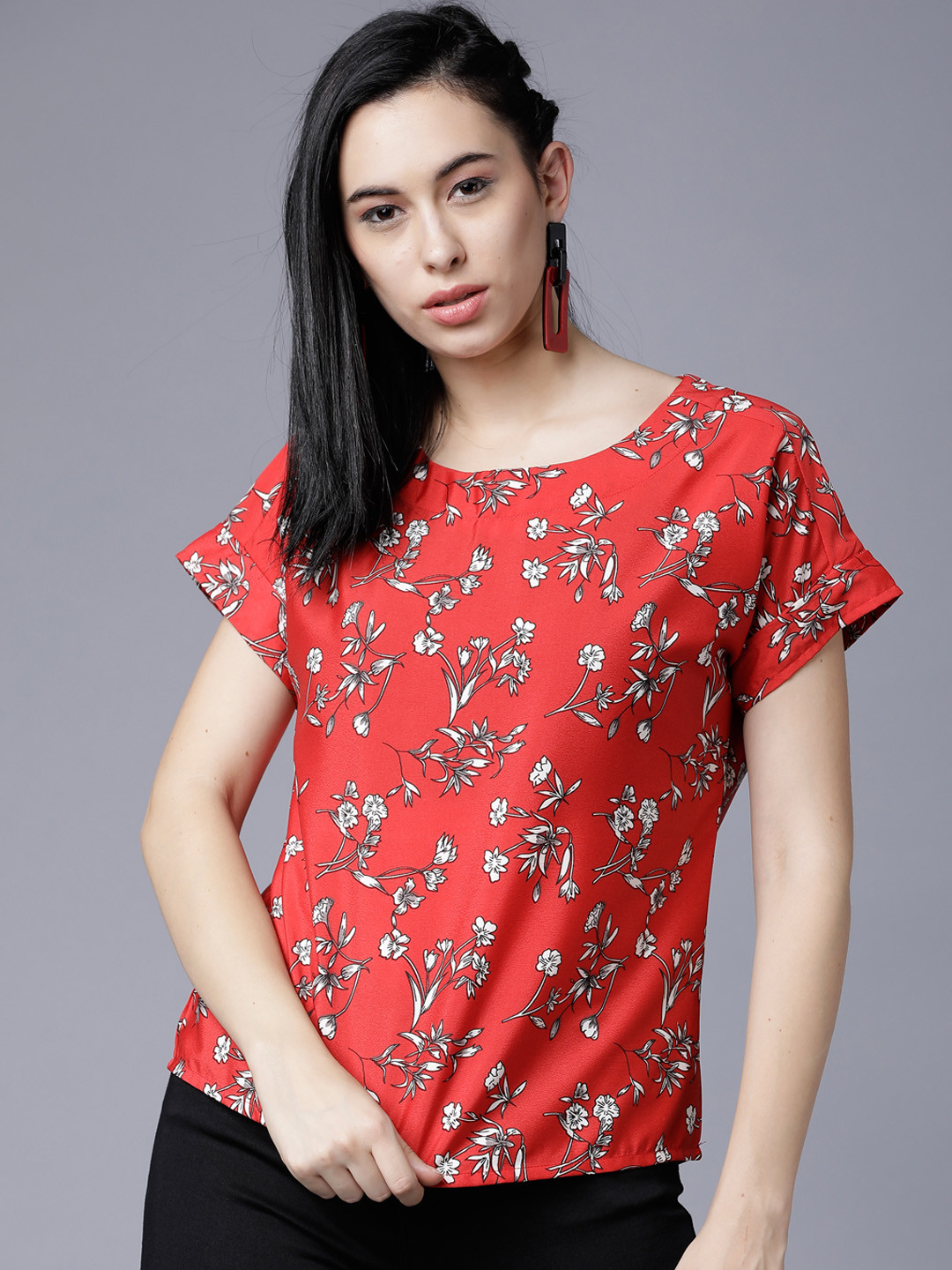 

Tokyo Talkies Women Red Printed Top