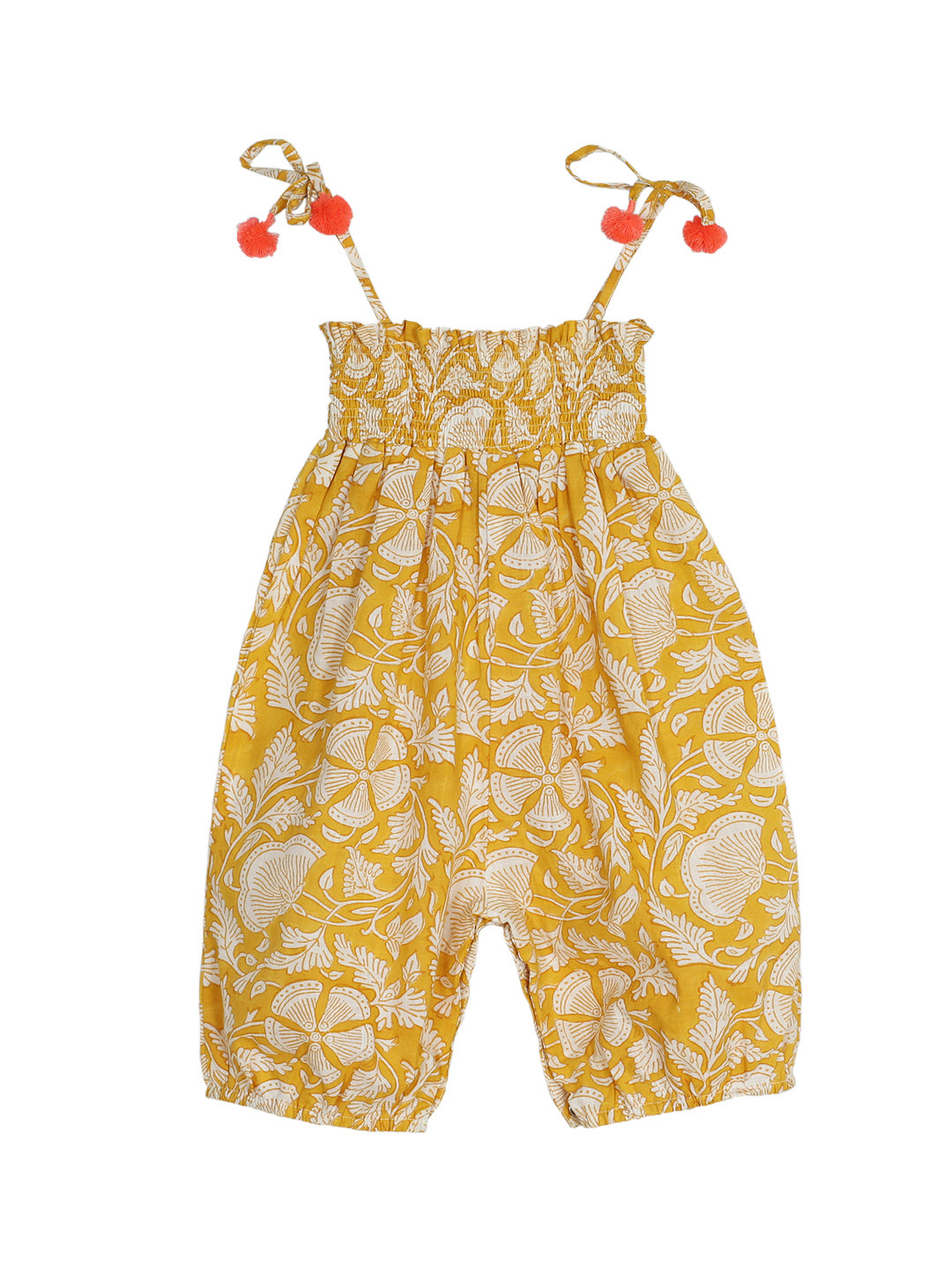 

My Little Lambs Kids Beige & Yellow Printed Romper