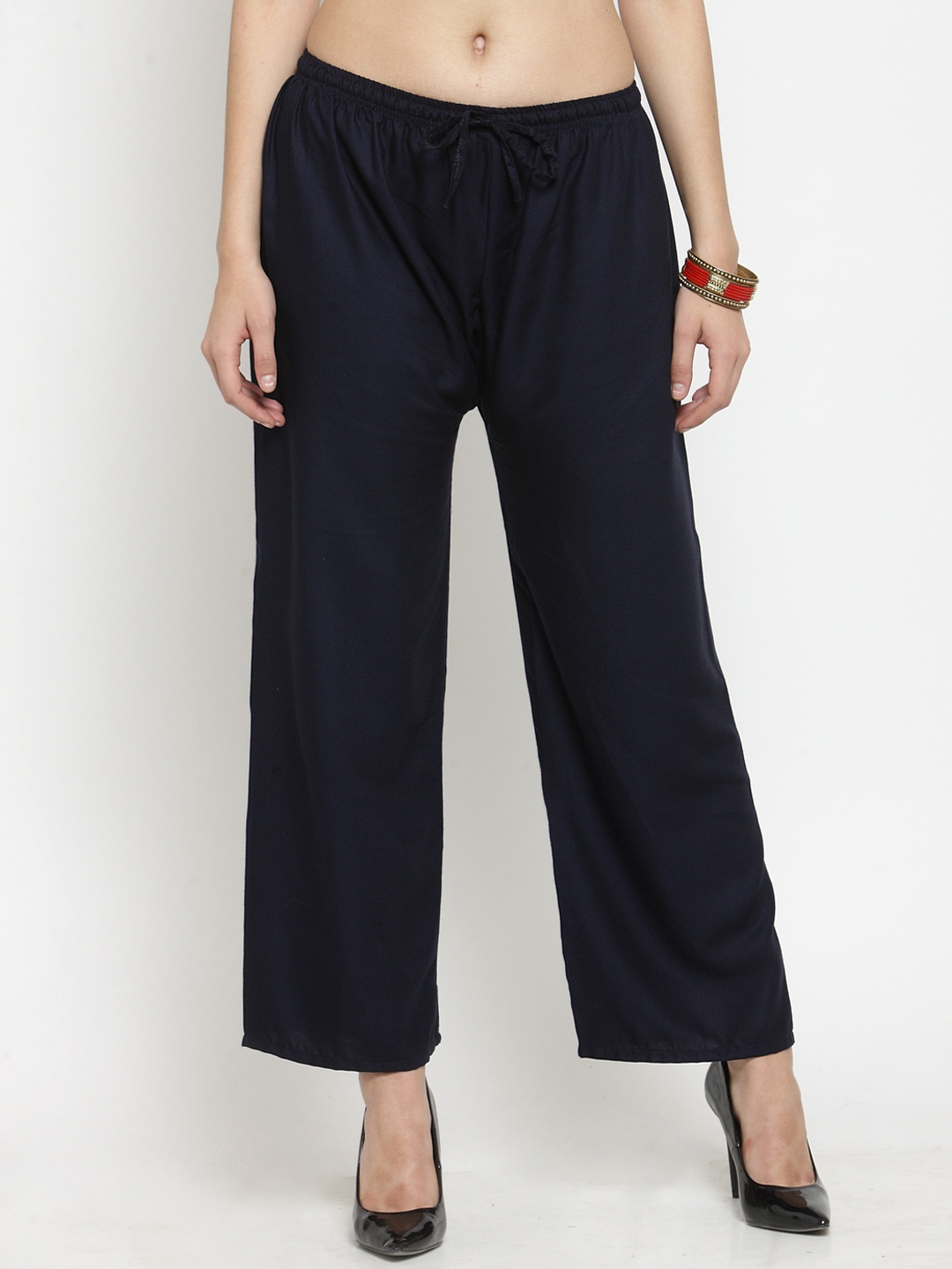 

Clora Creation Women Navy Blue Solid Straight Palazzos