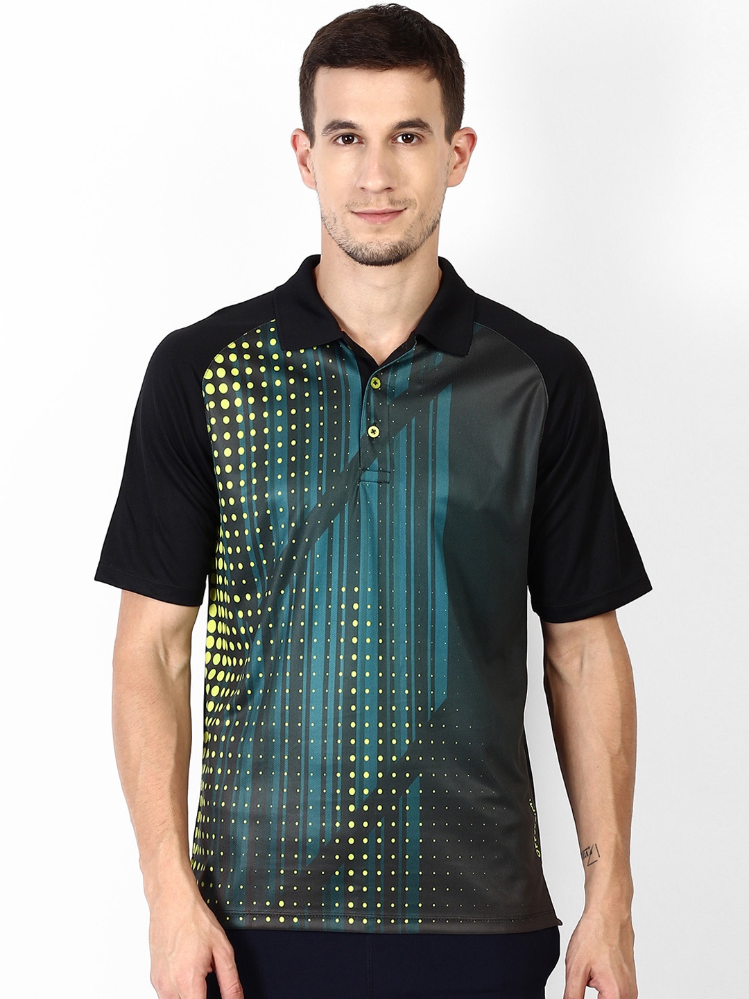

OFF LIMITS Men Black Printed Polo Collar T-shirt