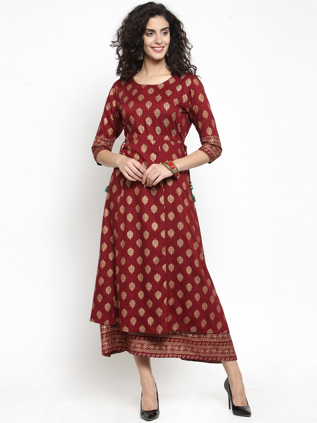 

Clora Creation Women Maroon Printed A-Line Kurta