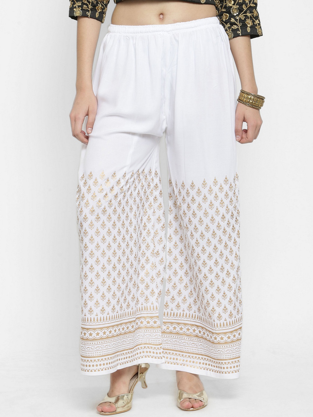 

Clora Creation Women White Straight Printed Palazzos